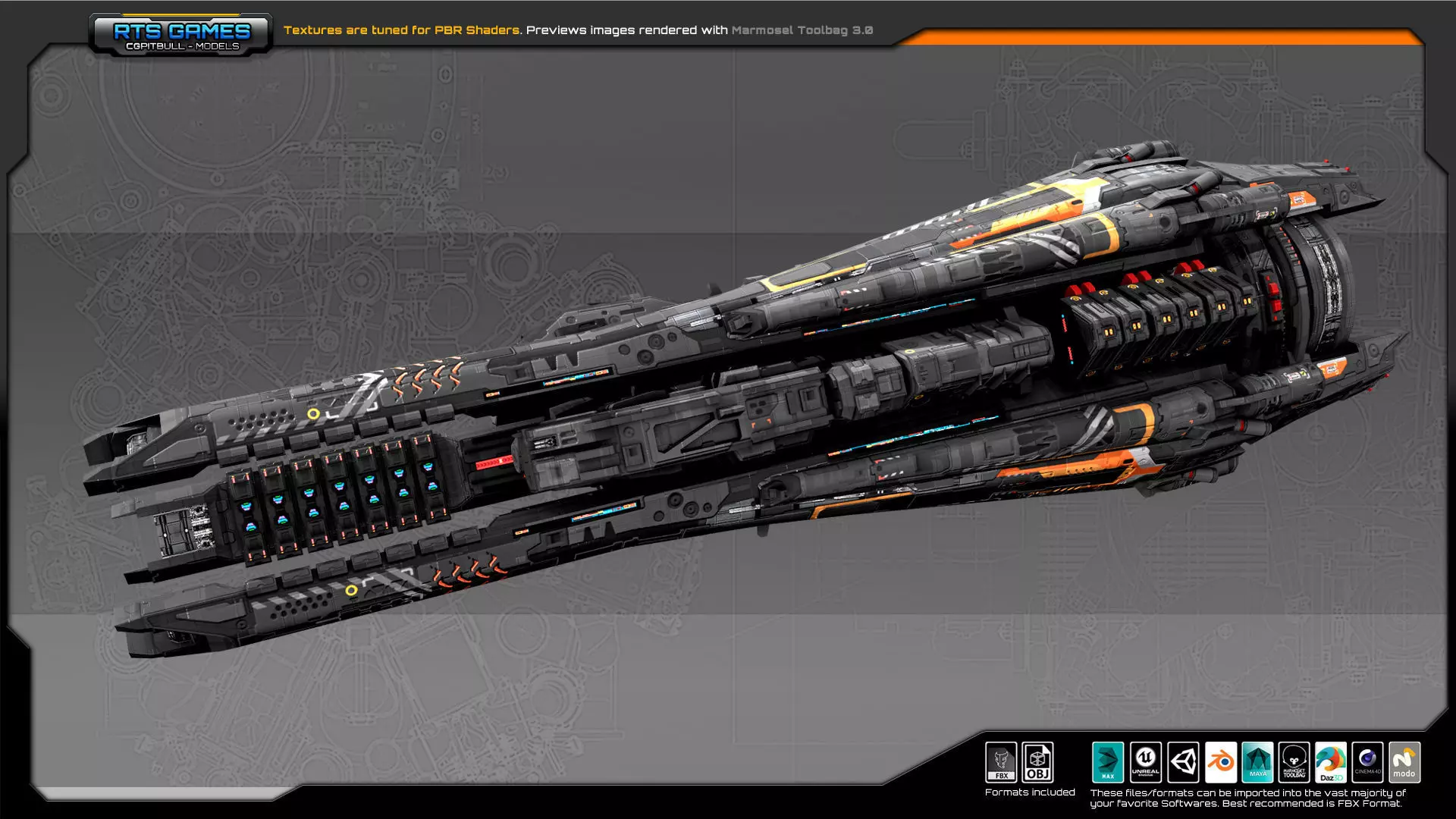 Federation Destroyer B5 Low-poly 3D model_0