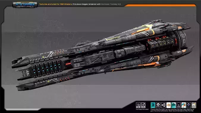 Federation Destroyer B5 Low-poly 3D model