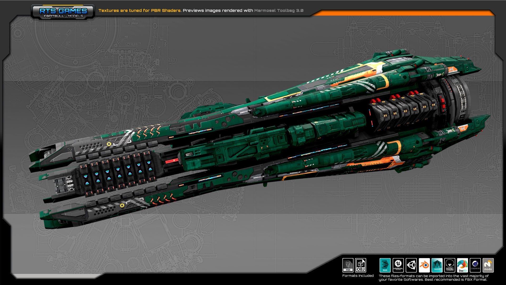 Federation Destroyer B5 Low-poly 3D model_4