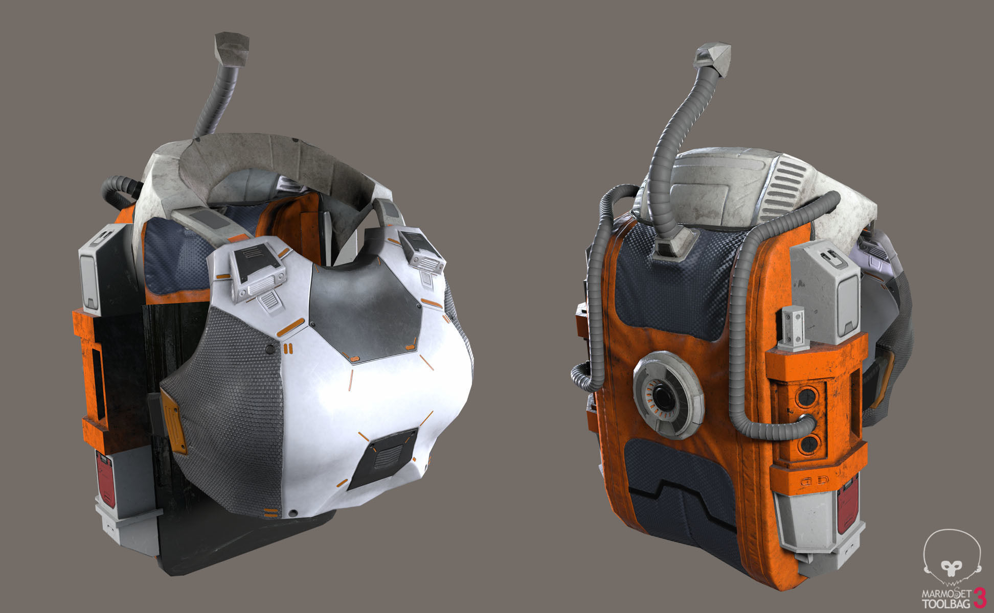 Female Space Suit Low-poly 3D model_9