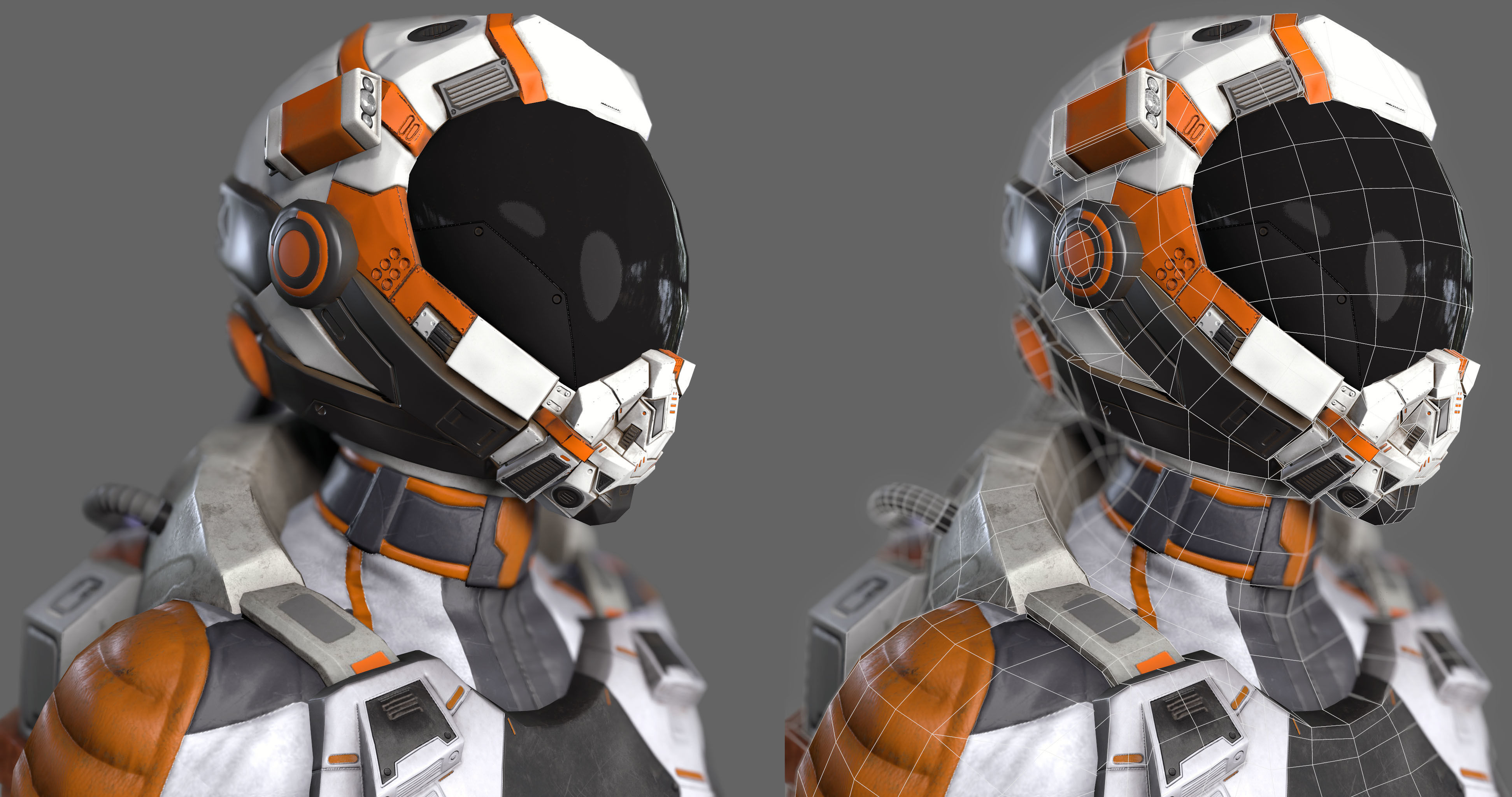 Female Space Suit Low-poly 3D model_11