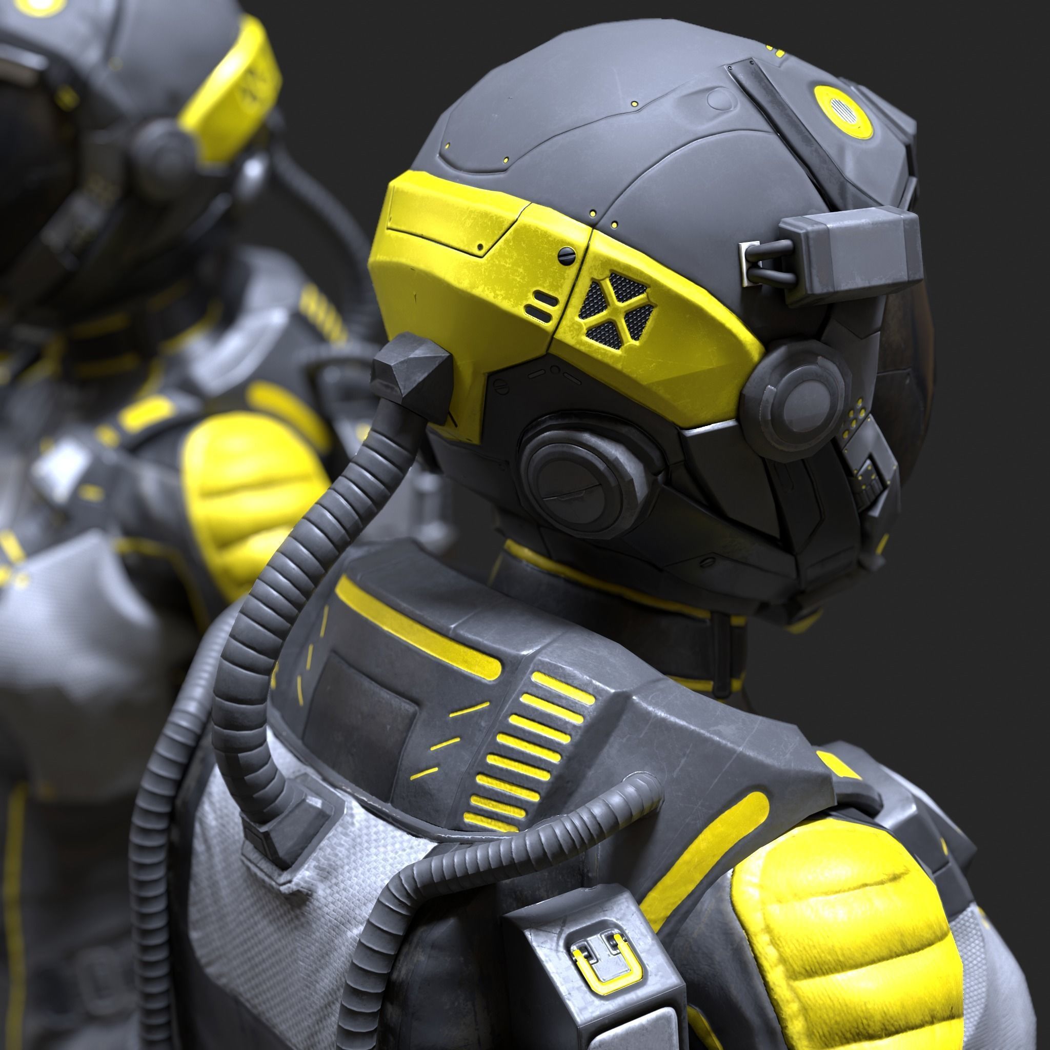 Female Space Suit Low-poly 3D model_17
