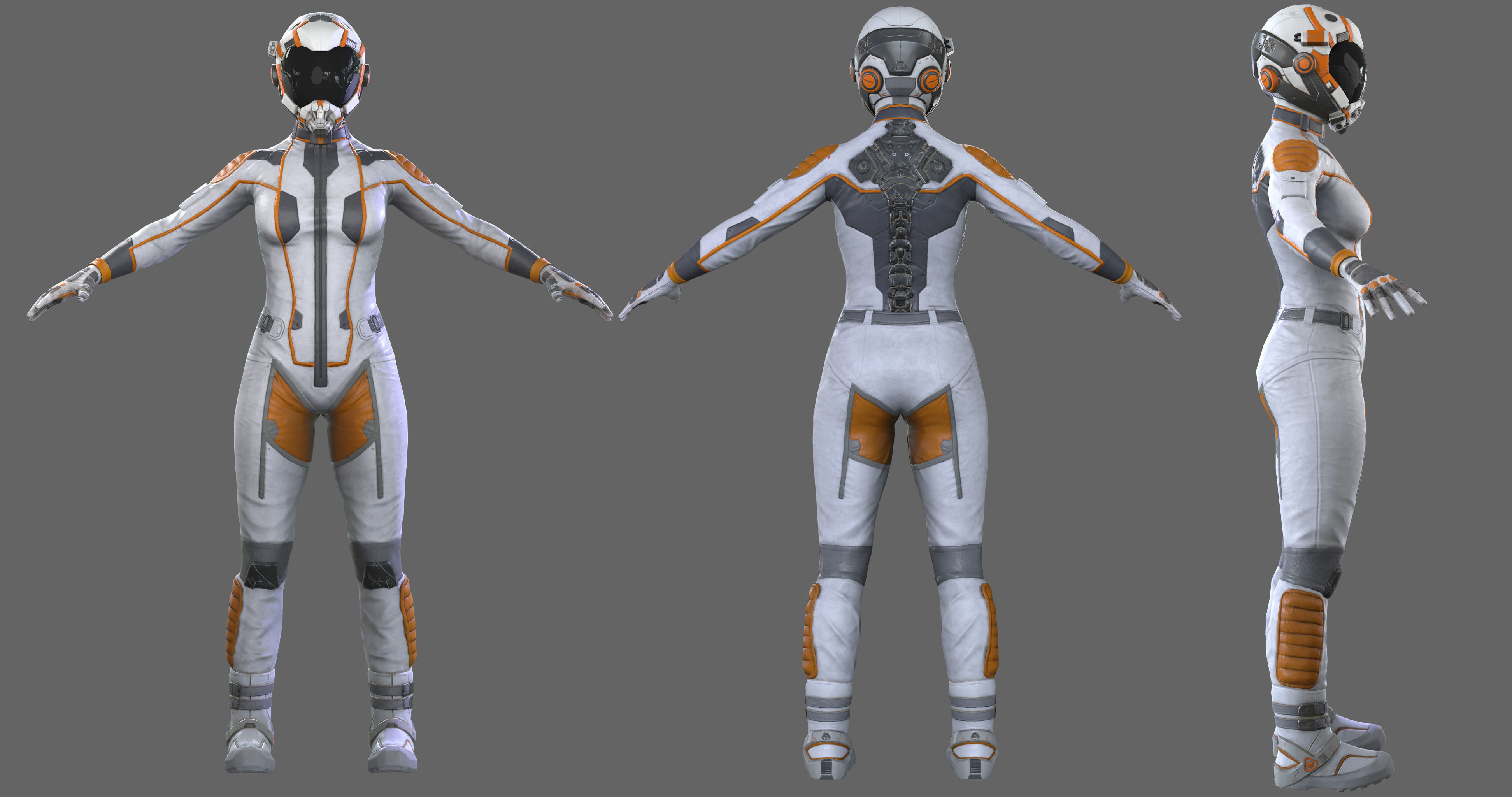 Female Space Suit Low-poly 3D model_10
