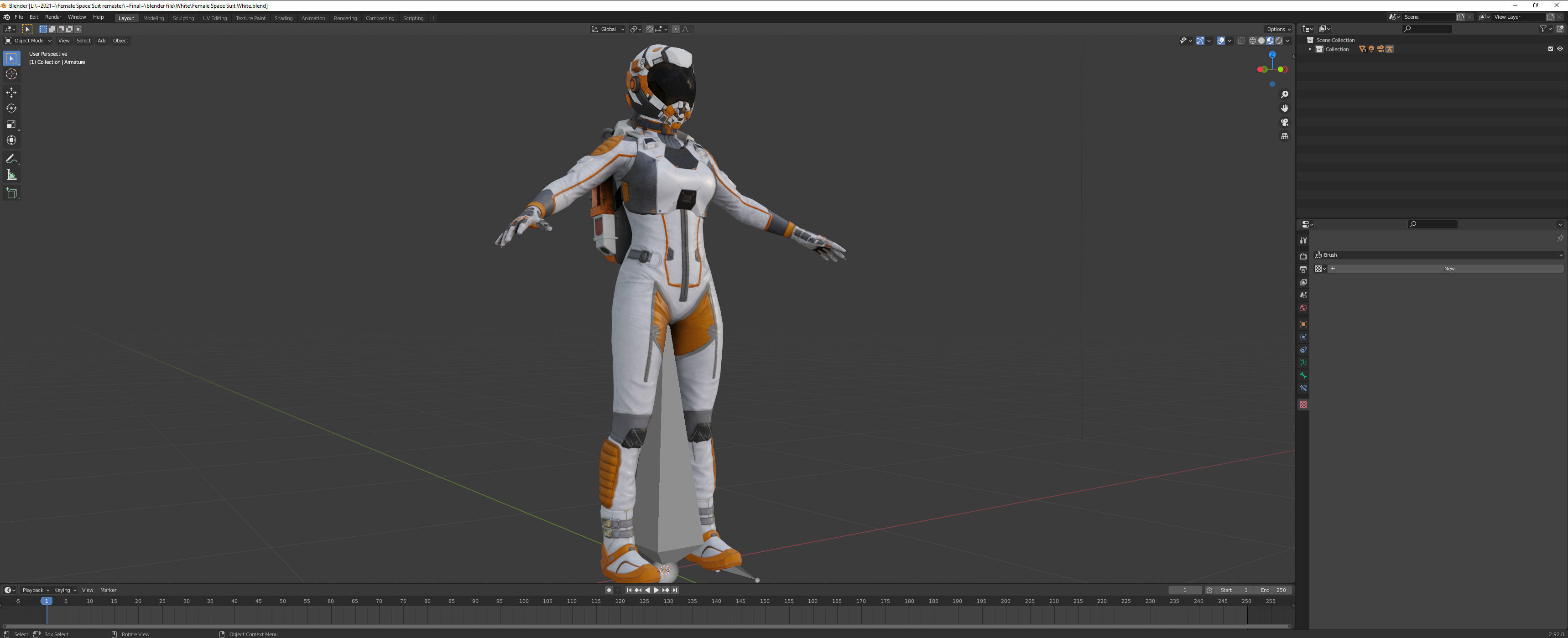 Female Space Suit Low-poly 3D model_25