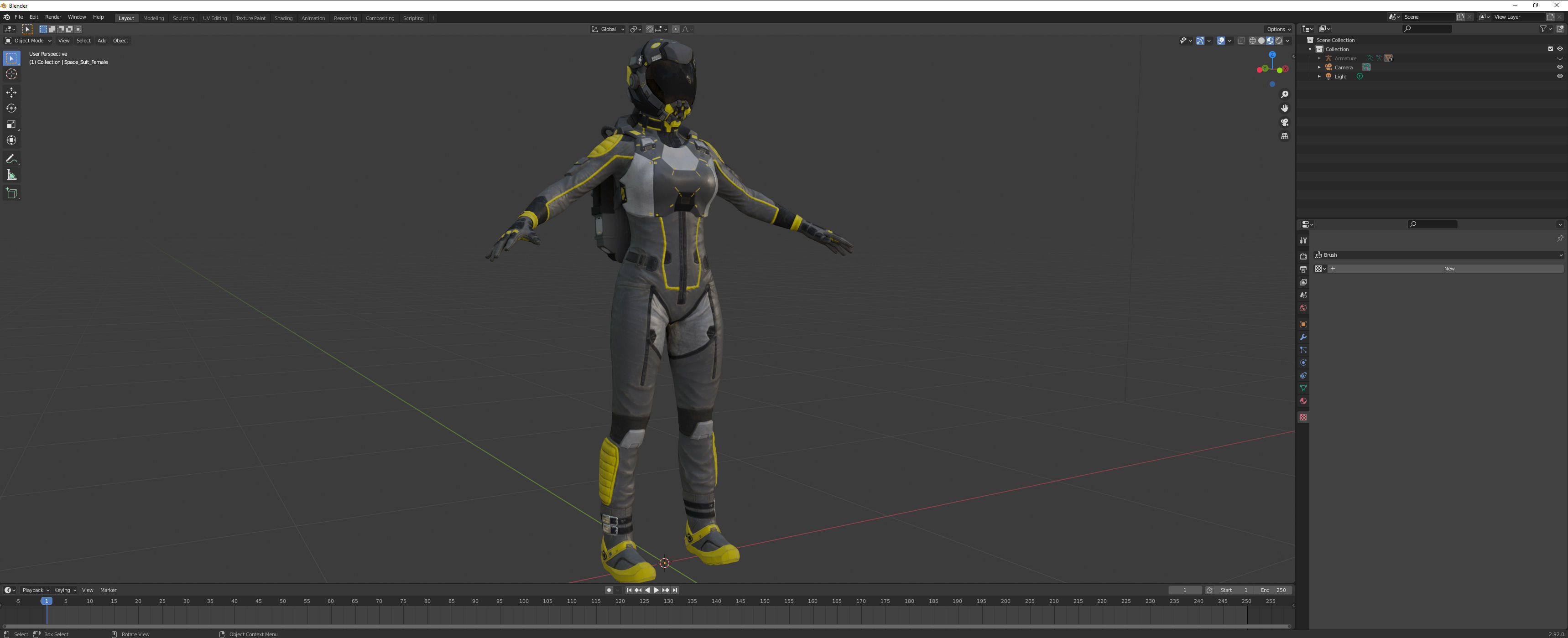 Female Space Suit Low-poly 3D model_24
