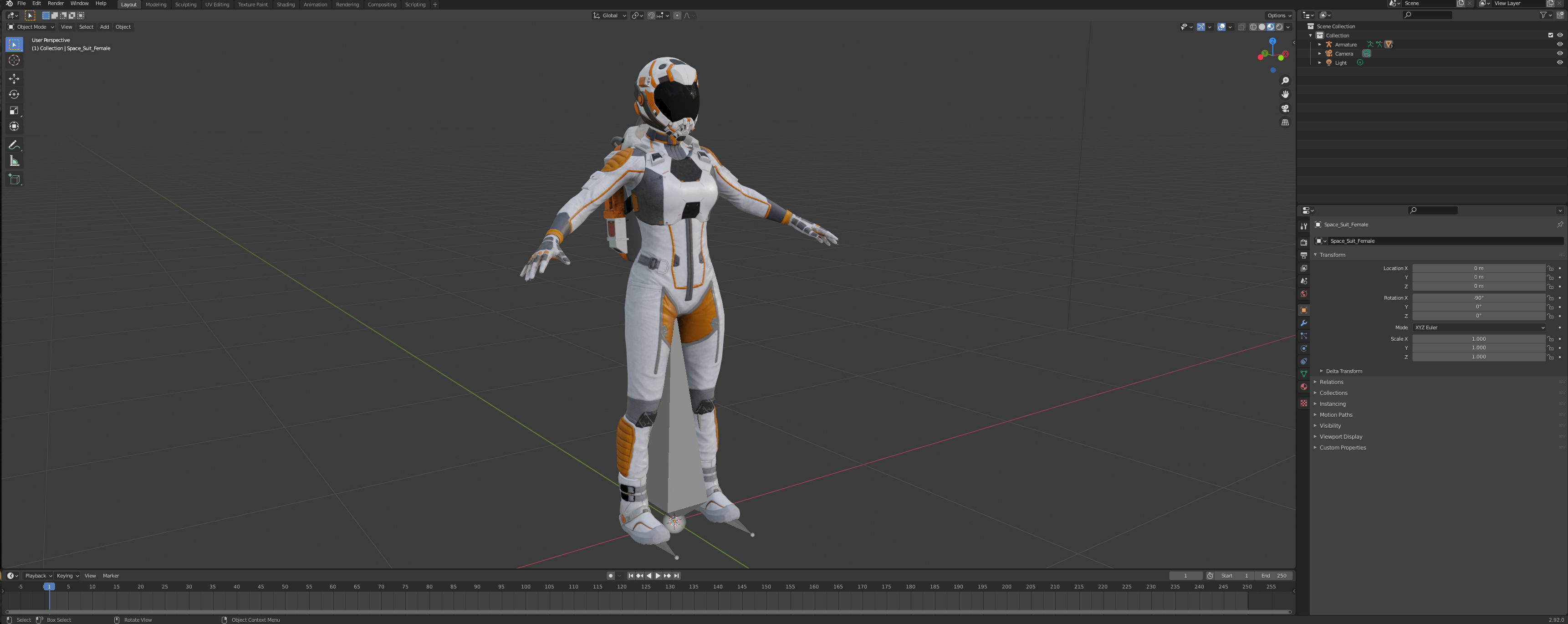 Female Space Suit Low-poly 3D model_23