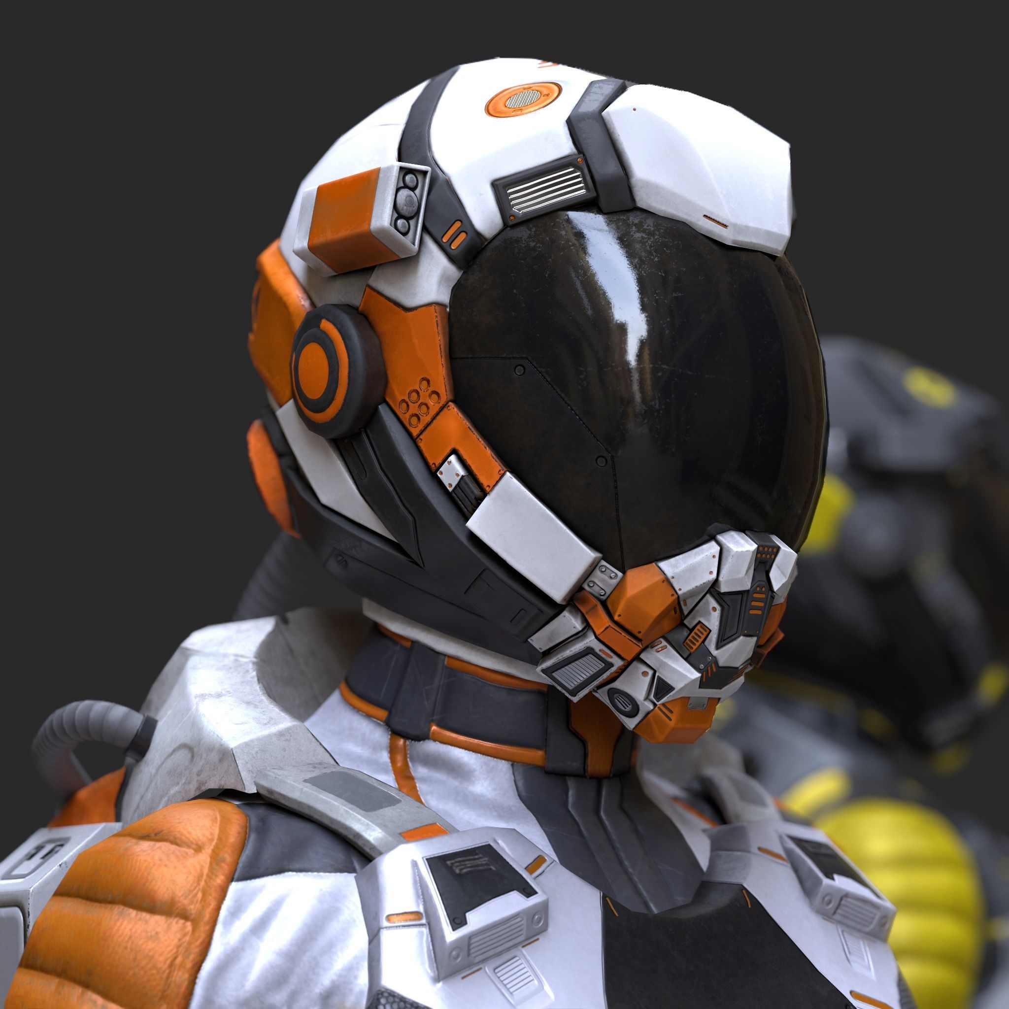 Female Space Suit Low-poly 3D model_3