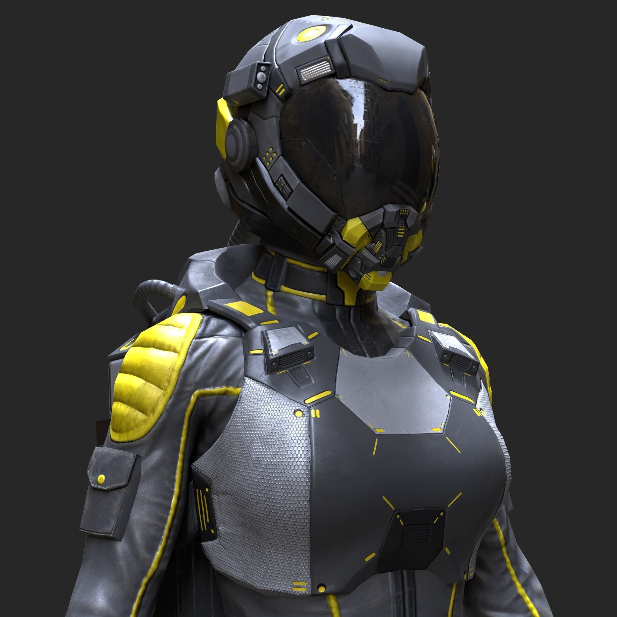 Female Space Suit Low-poly 3D model_6