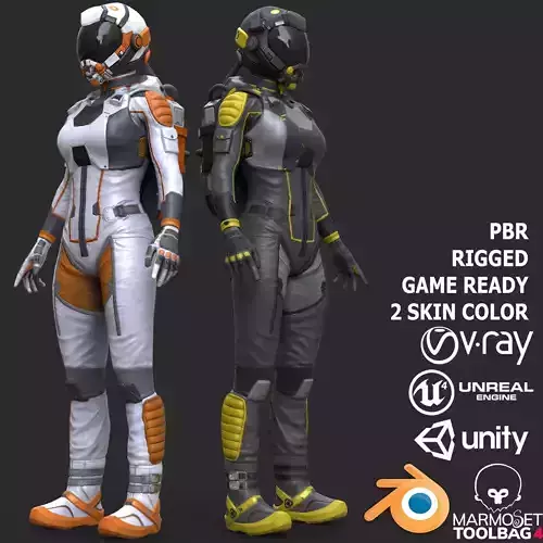 Female Space Suit Low-poly 3D model