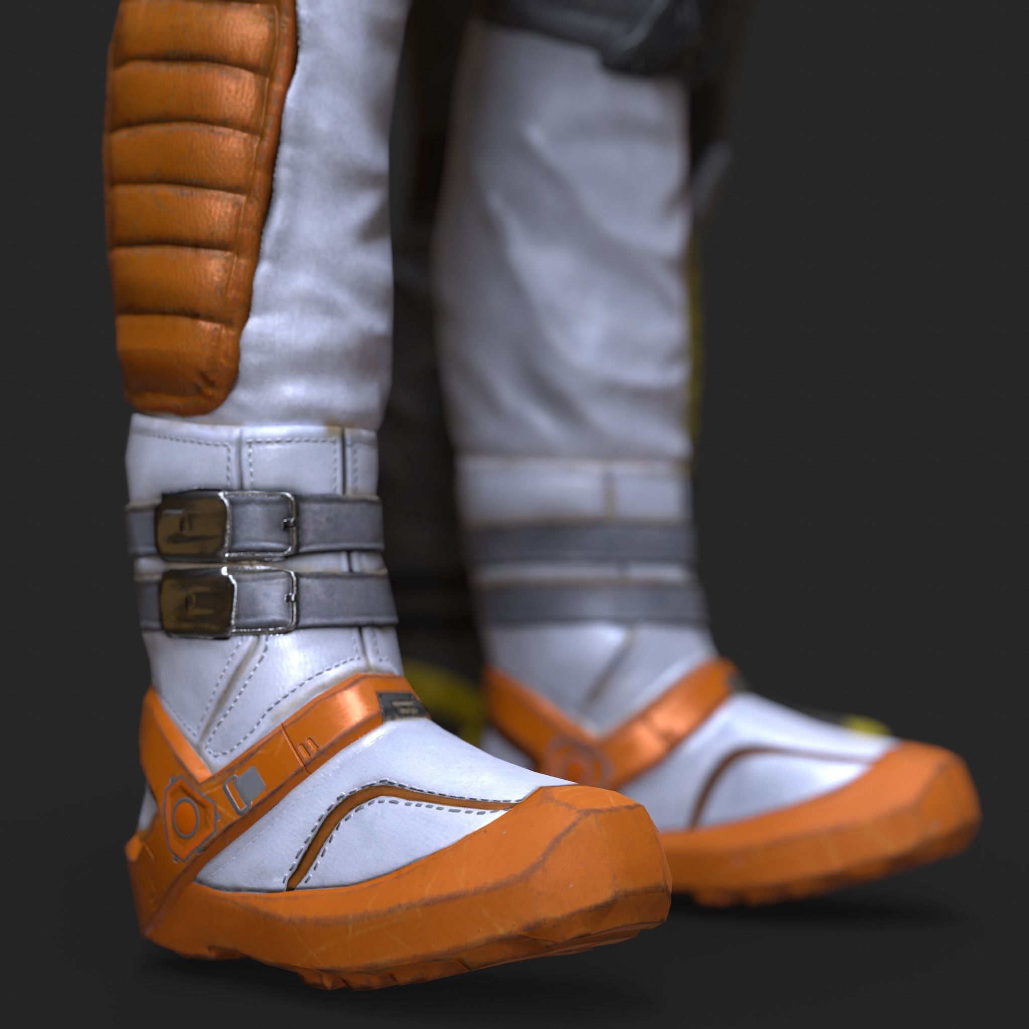 Female Space Suit Low-poly 3D model_5