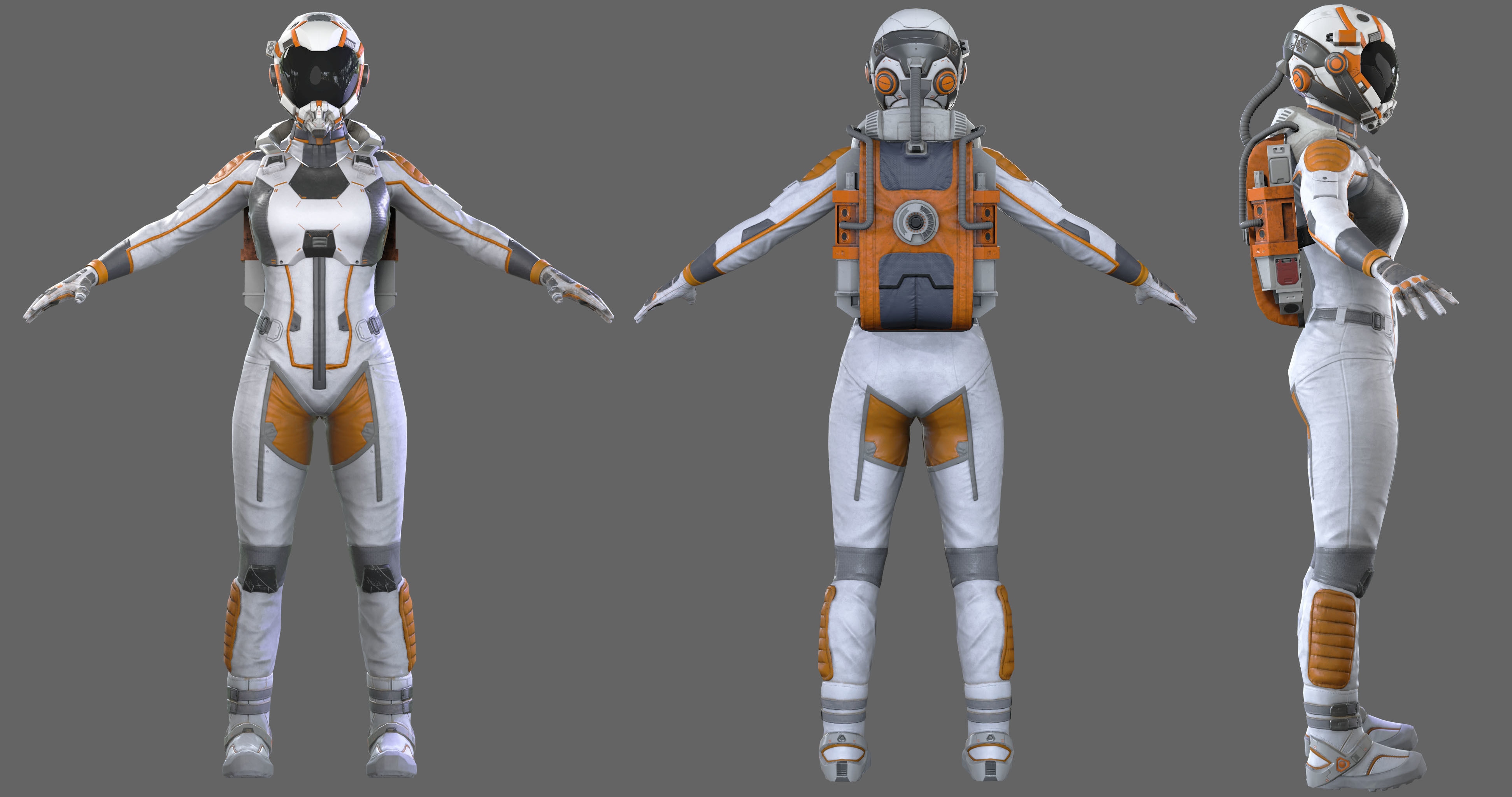 Female Space Suit Low-poly 3D model_8