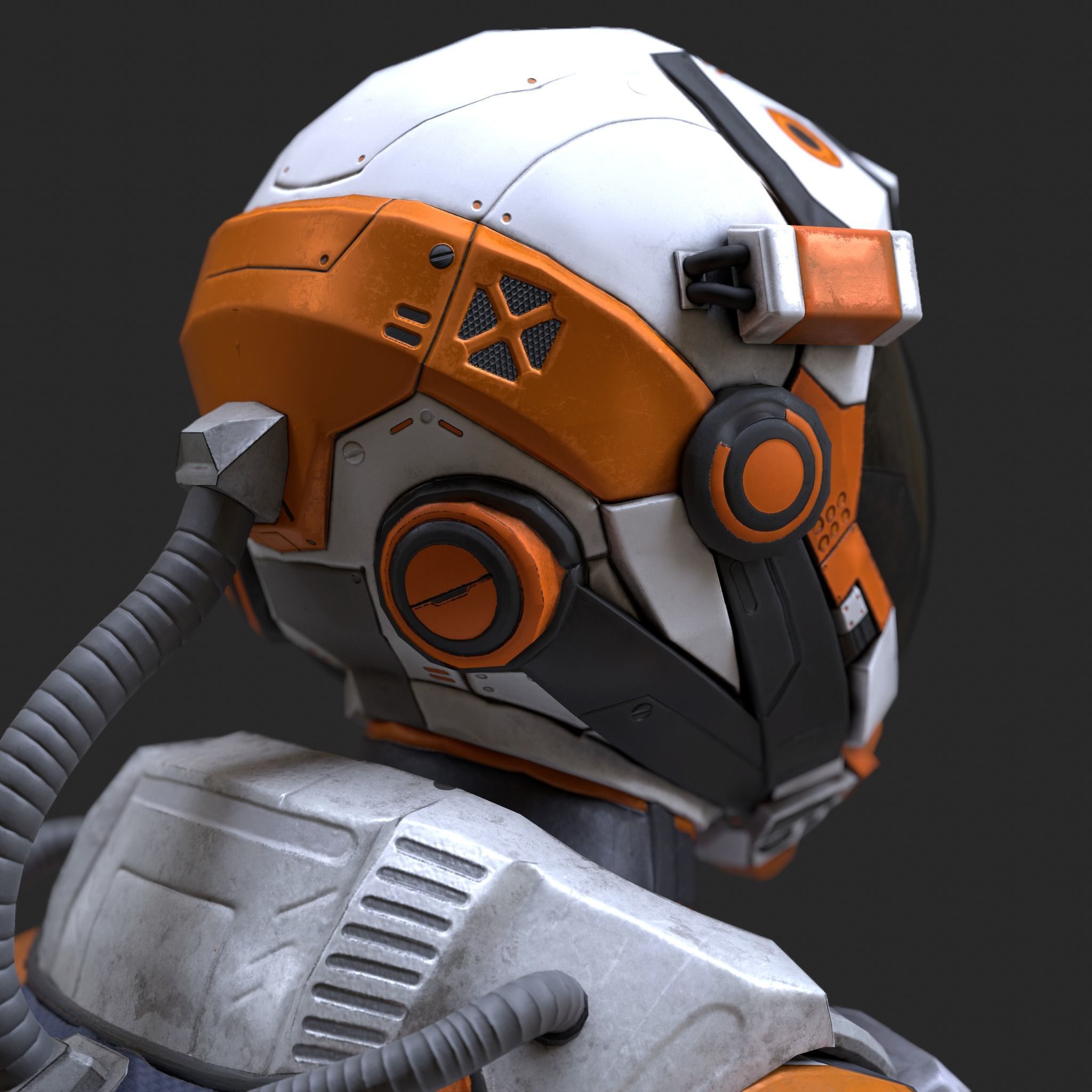 Female Space Suit Low-poly 3D model_4