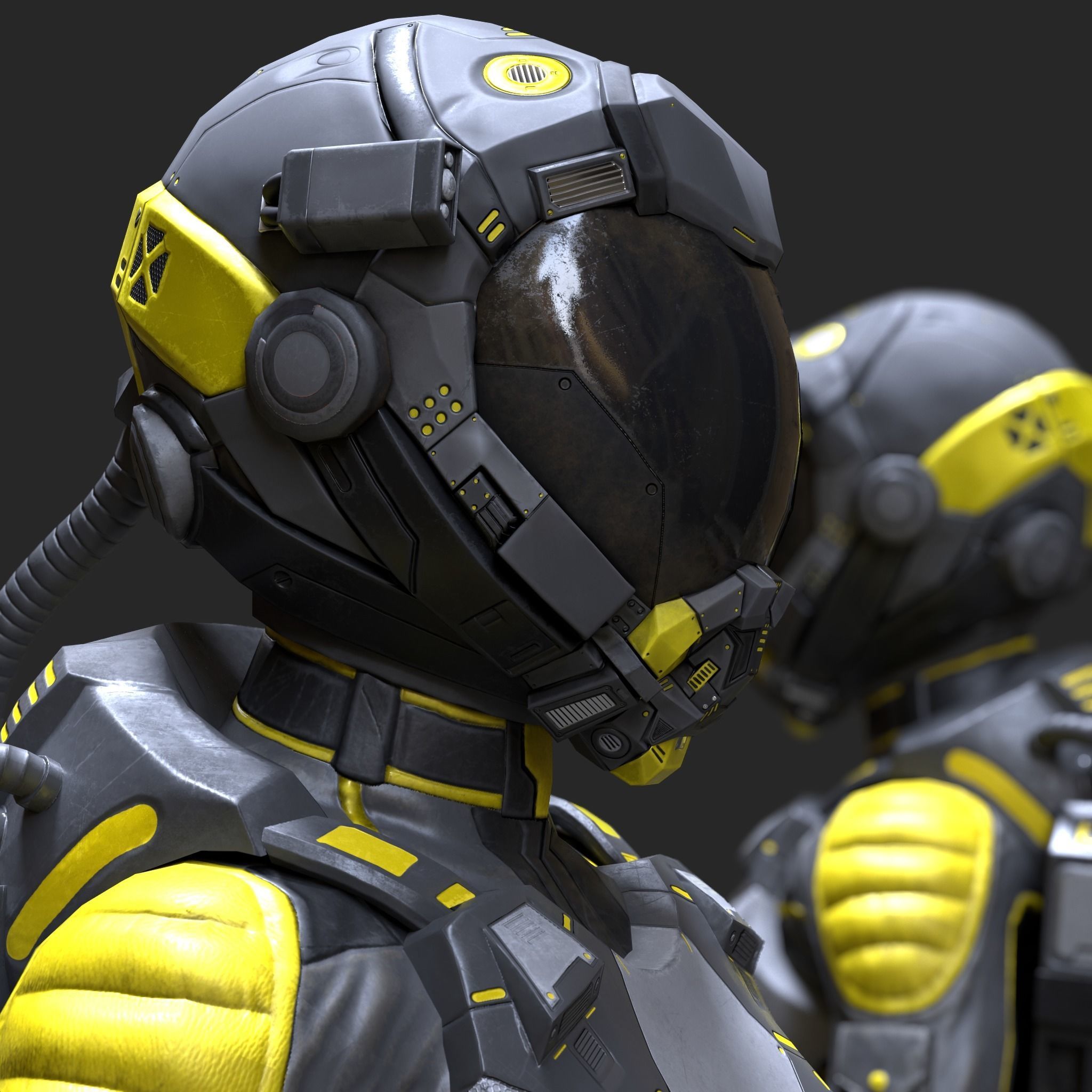 Female Space Suit Low-poly 3D model_20