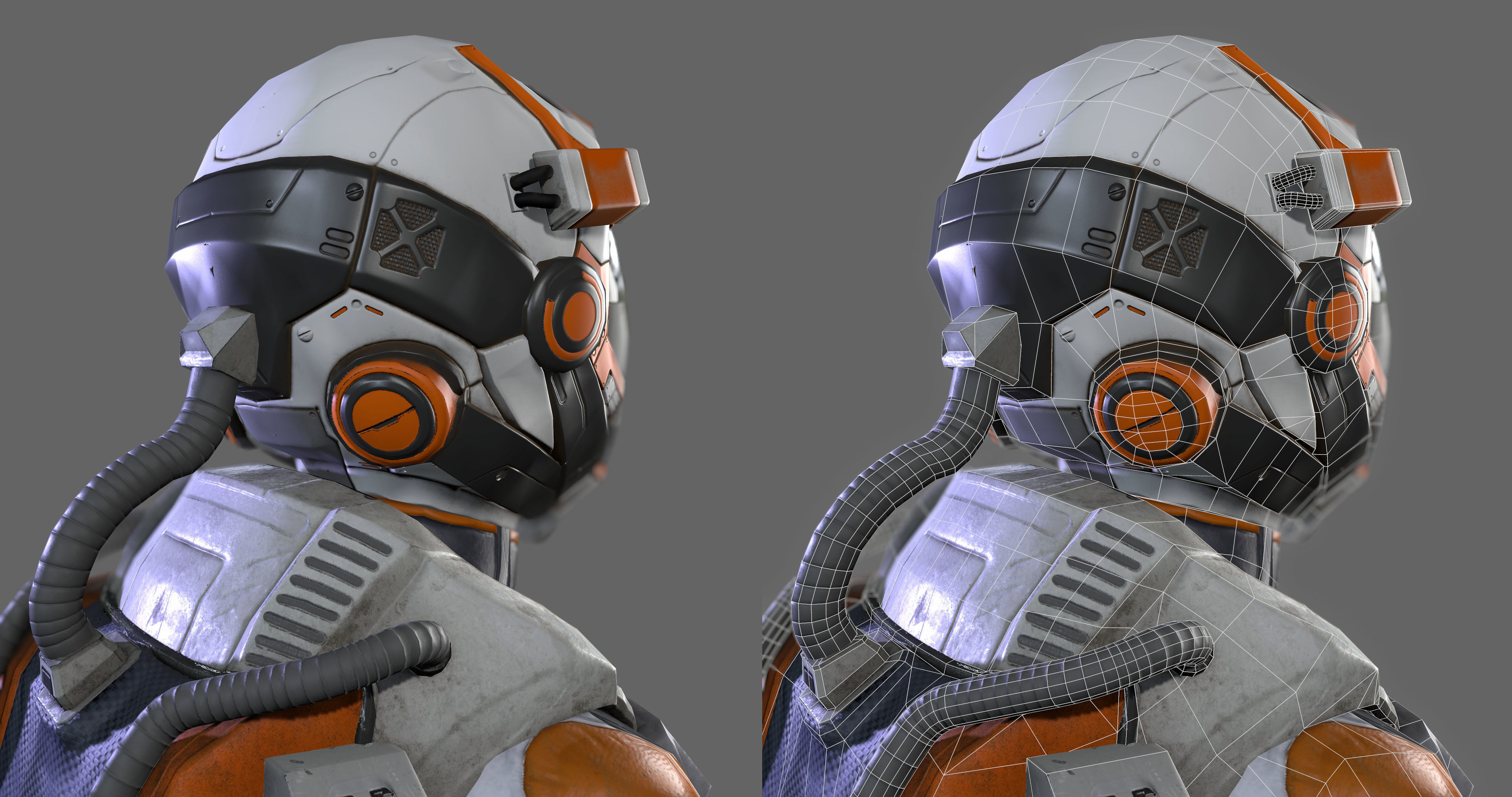 Female Space Suit Low-poly 3D model_14