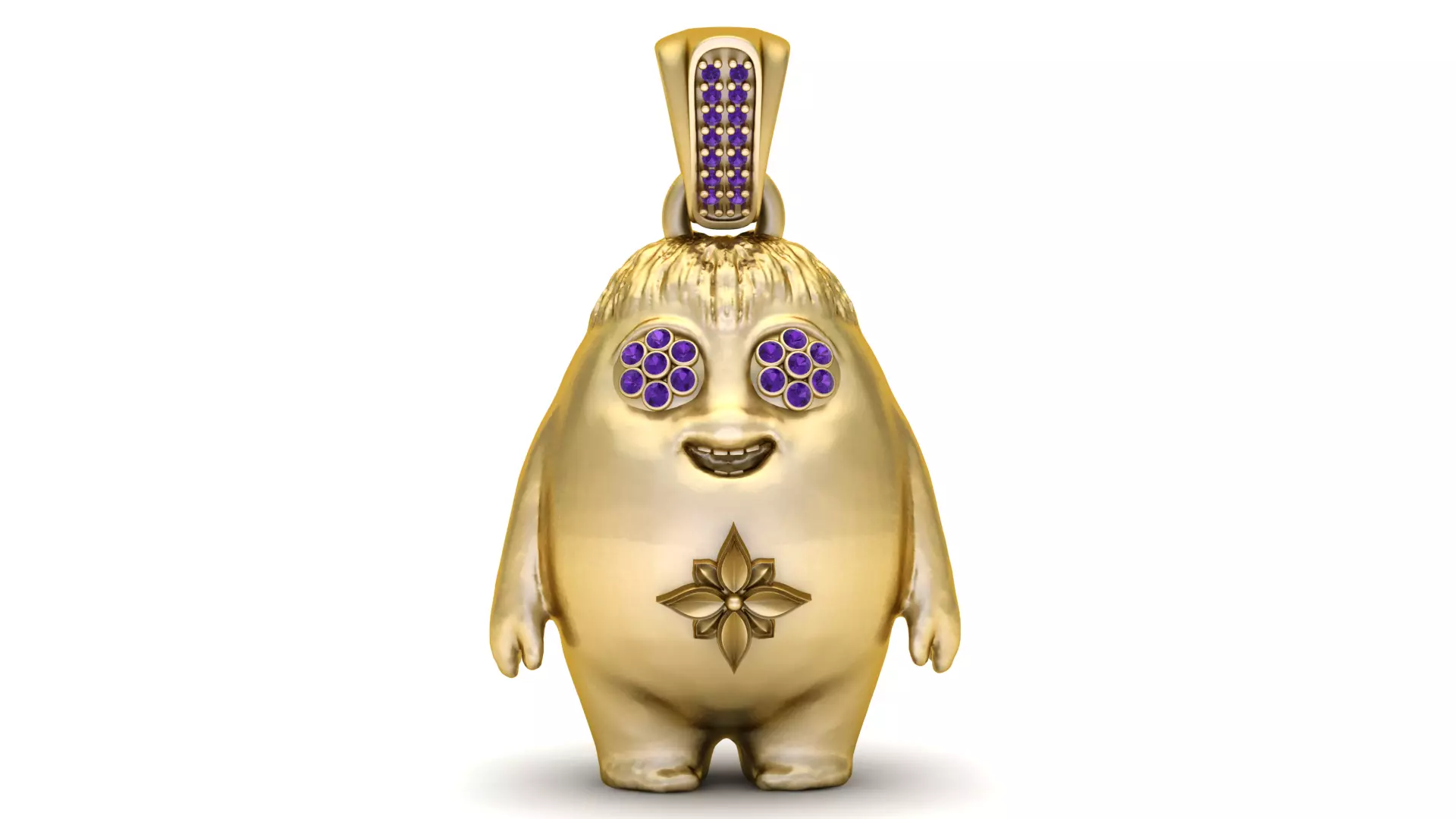 Golden Gem-Eyed Guardian Pendant Luxr Jewelry Design 3D print model