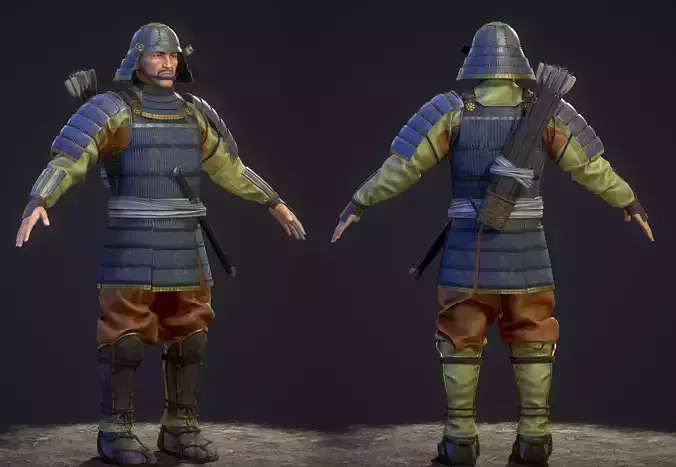 AAA Samurai Archer Game Ready Character Low Poly 3D Model