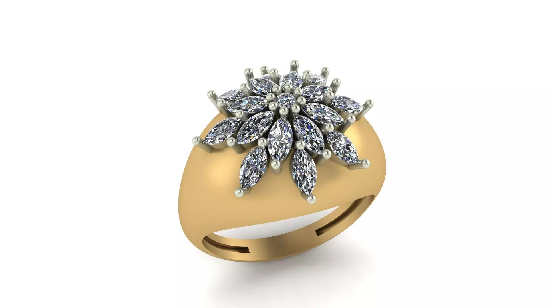 Modern ring with marquise gem Free 3D print model