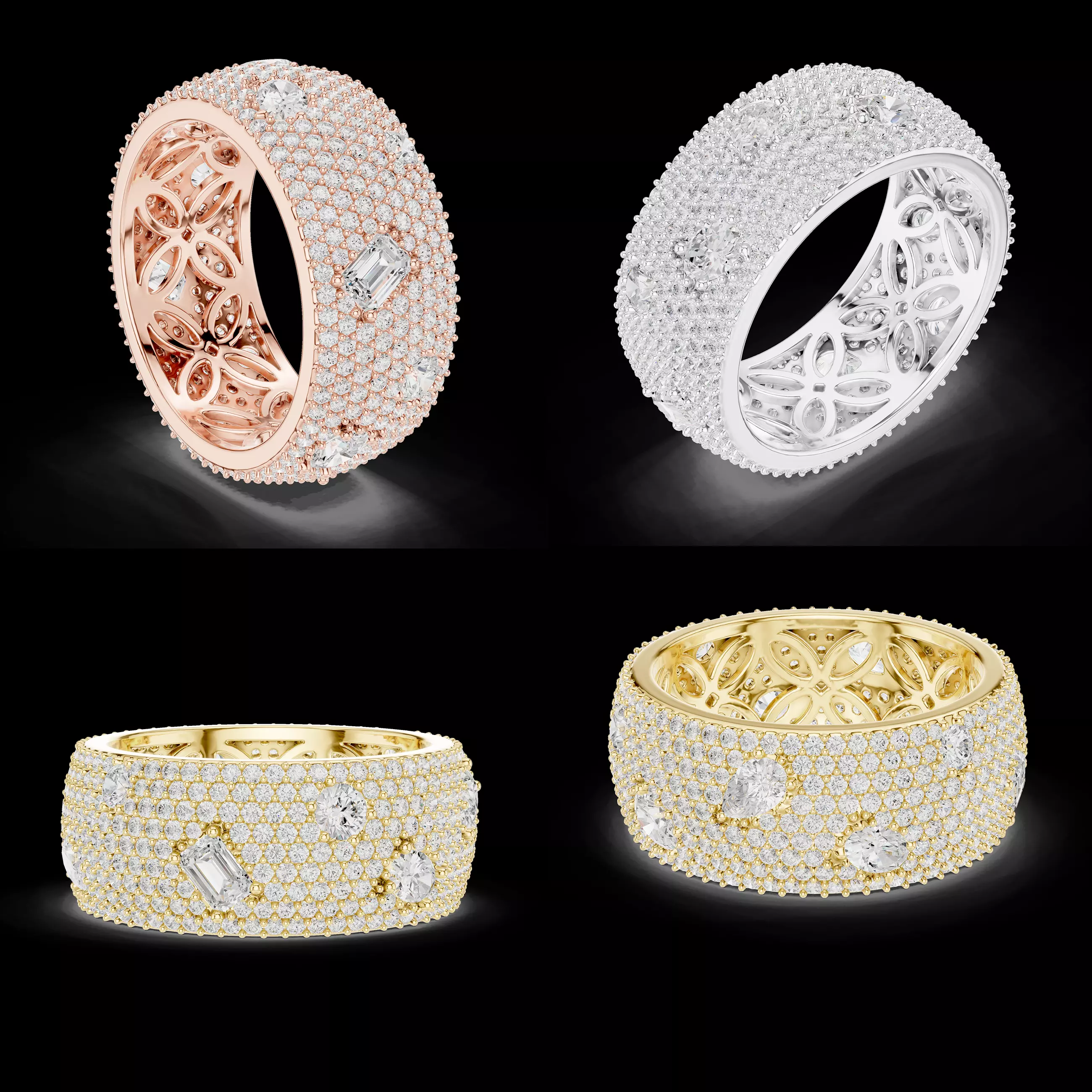 Full Pave Wide Band Ring 3D Model Luxury Diamond STL 3DM 3D print model