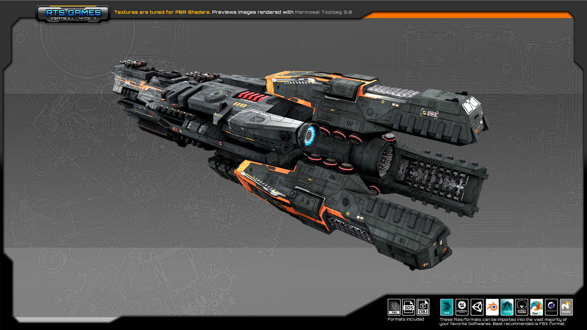 Federation Destroyer K3 Low-poly 3D model_6