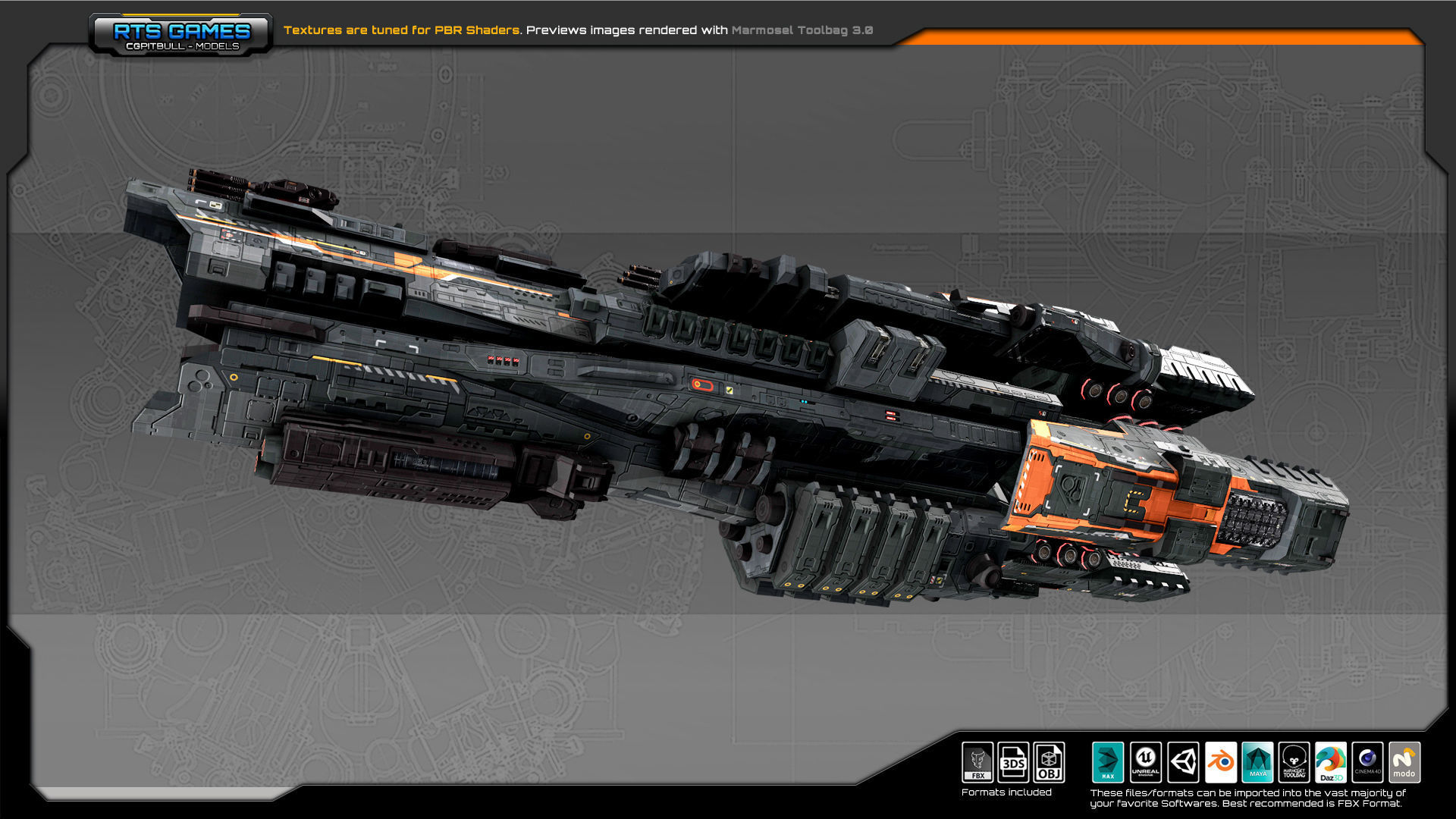 Federation Destroyer K3 Low-poly 3D model_7