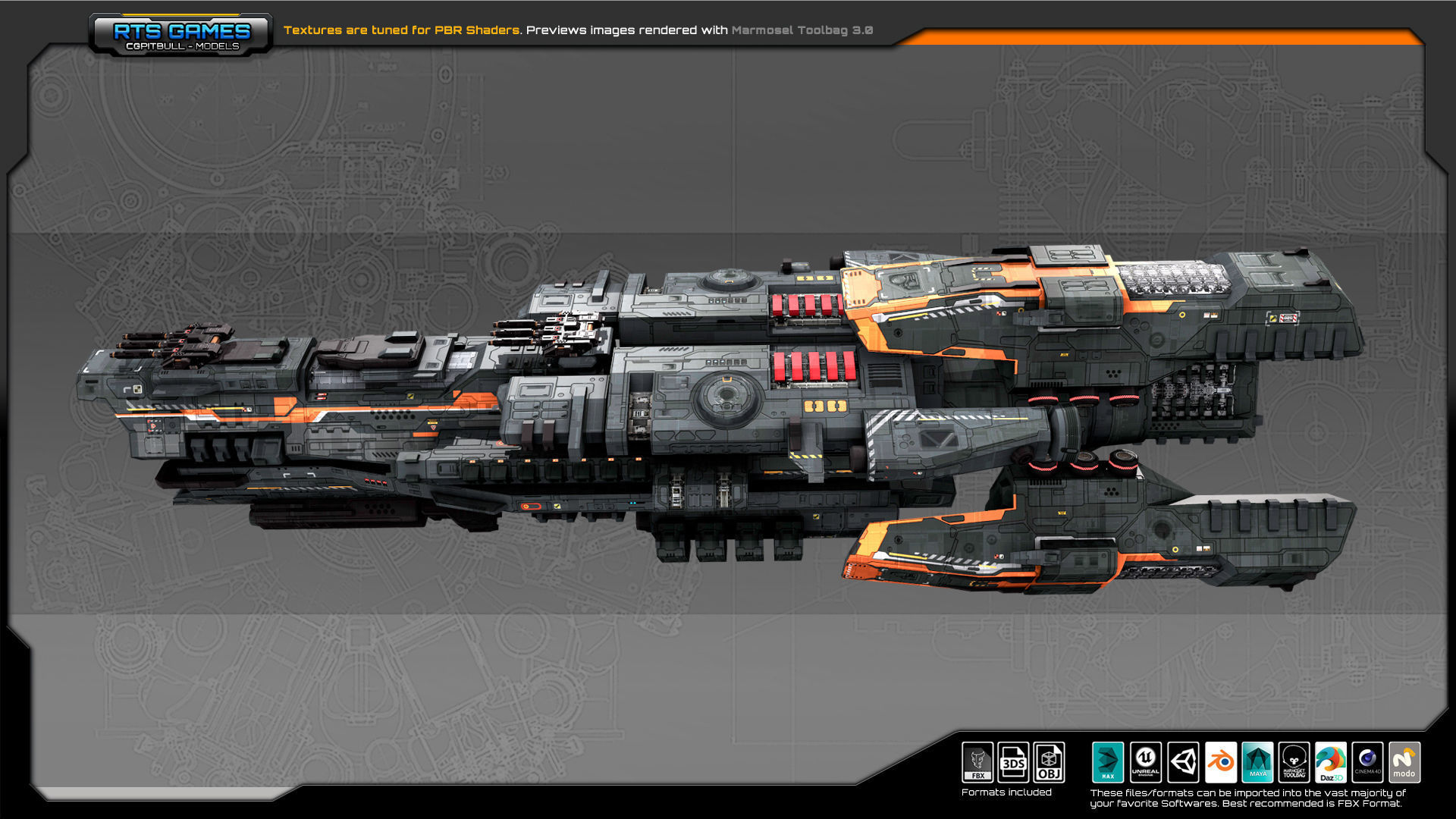 Federation Destroyer K3 Low-poly 3D model_5