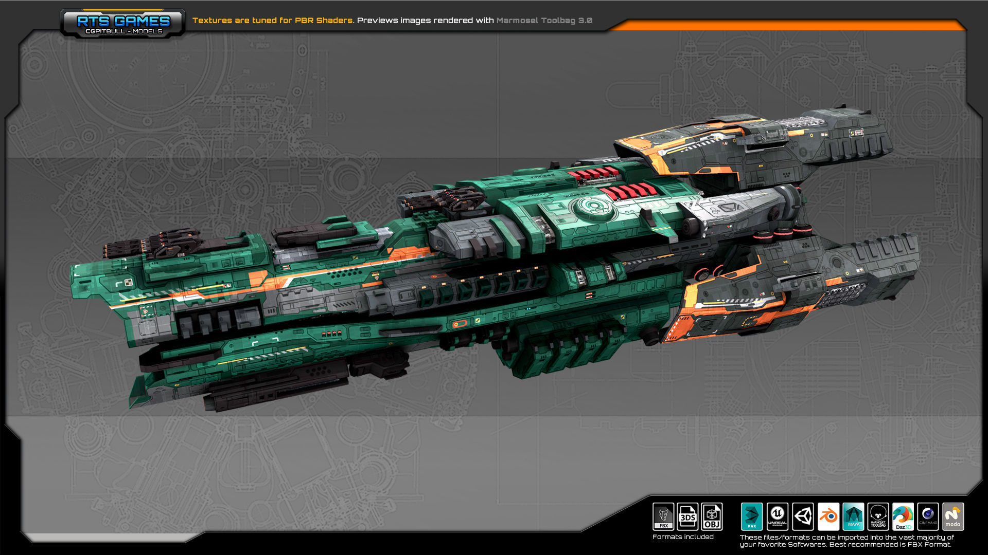 Federation Destroyer K3 Low-poly 3D model_2