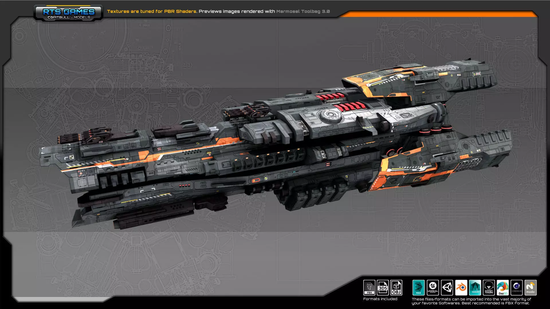 Federation Destroyer K3 Low-poly 3D model_0