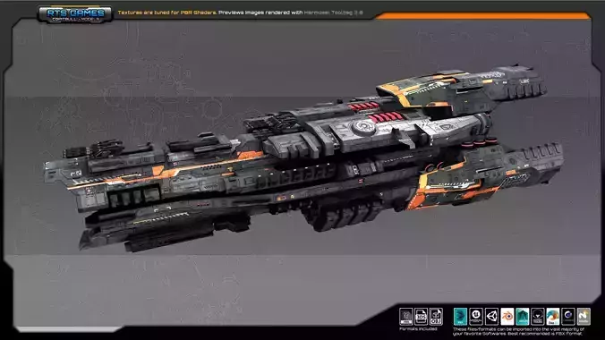 Federation Destroyer K3 Low-poly 3D model Federation Destroyer K3 Low-poly 3D model