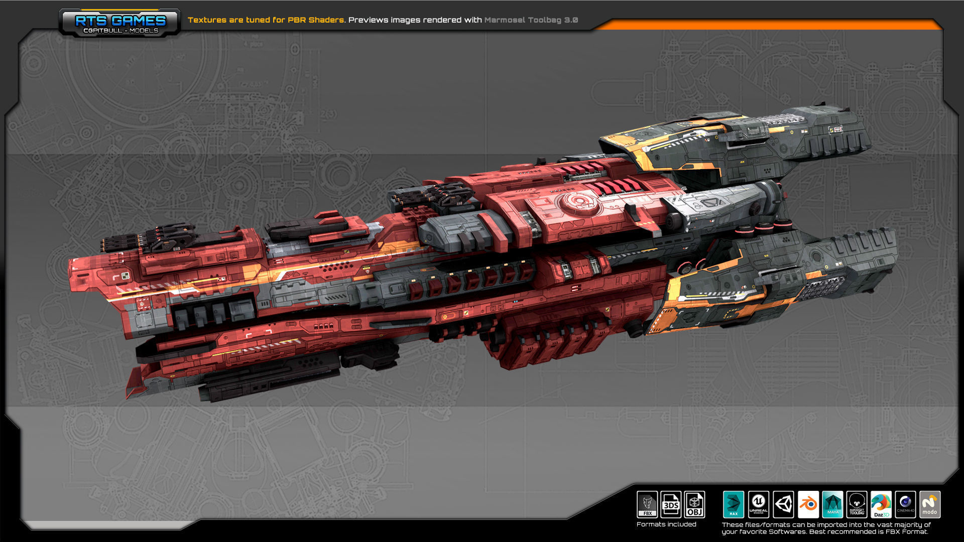 Federation Destroyer K3 Low-poly 3D model_3