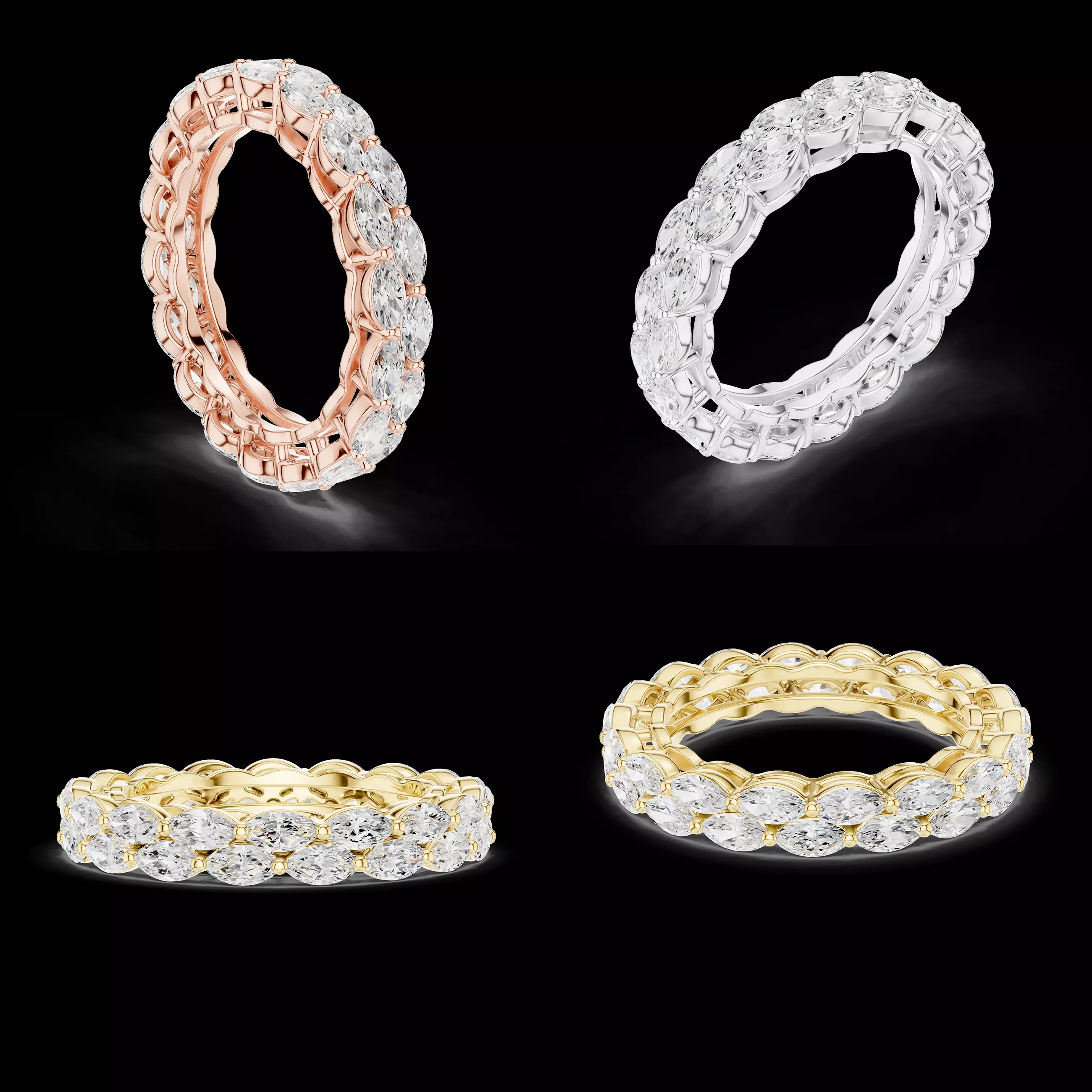 Marquise Eternity Band Ring 3D Model Luxury STL 3DM CAD 3D print model