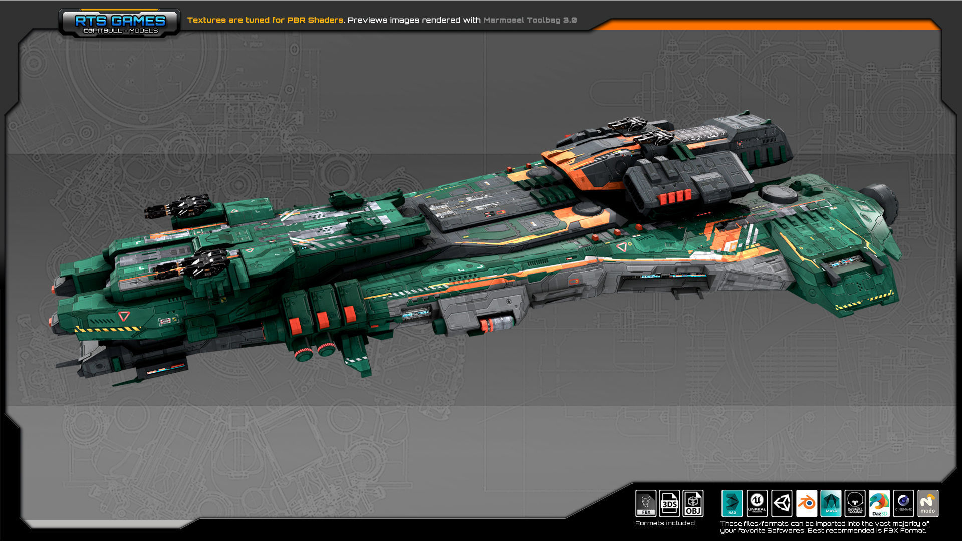 Federation Destroyer K4 Low-poly 3D model_2