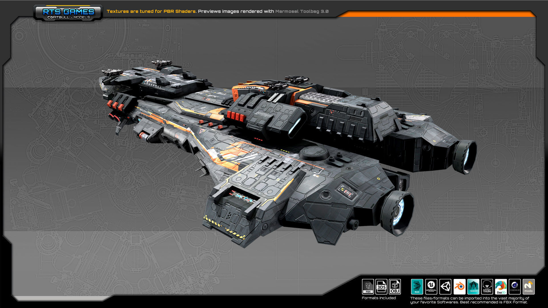 Federation Destroyer K4 Low-poly 3D model_6