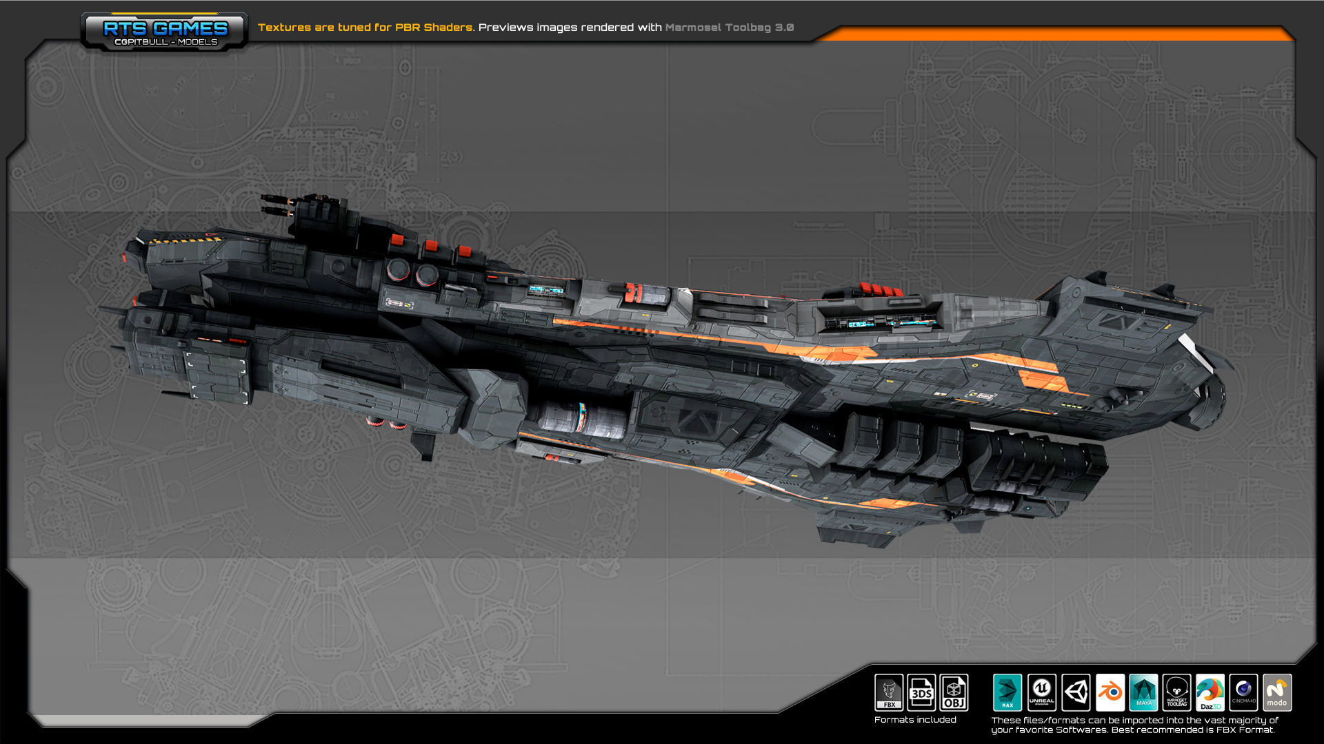 Federation Destroyer K4 Low-poly 3D model_7