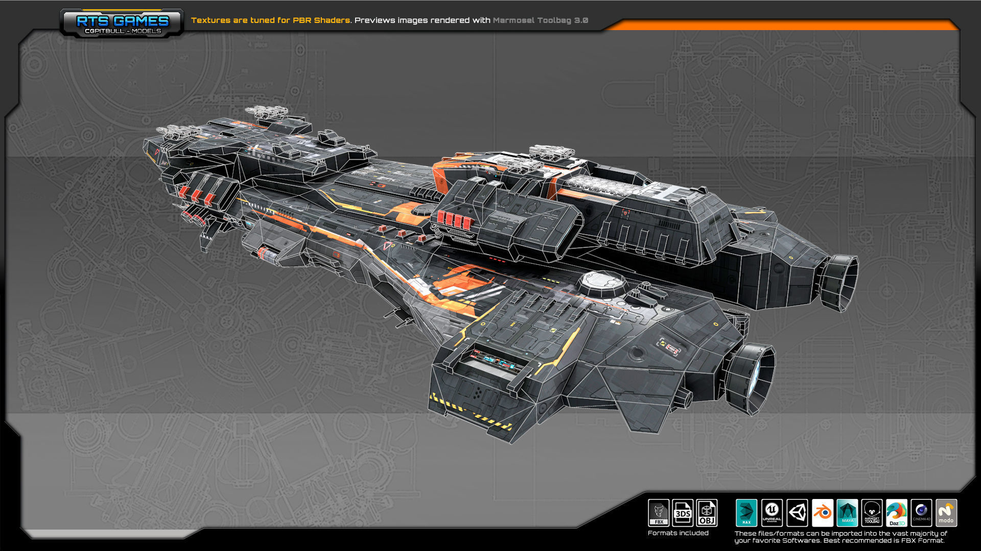 Federation Destroyer K4 Low-poly 3D model_10