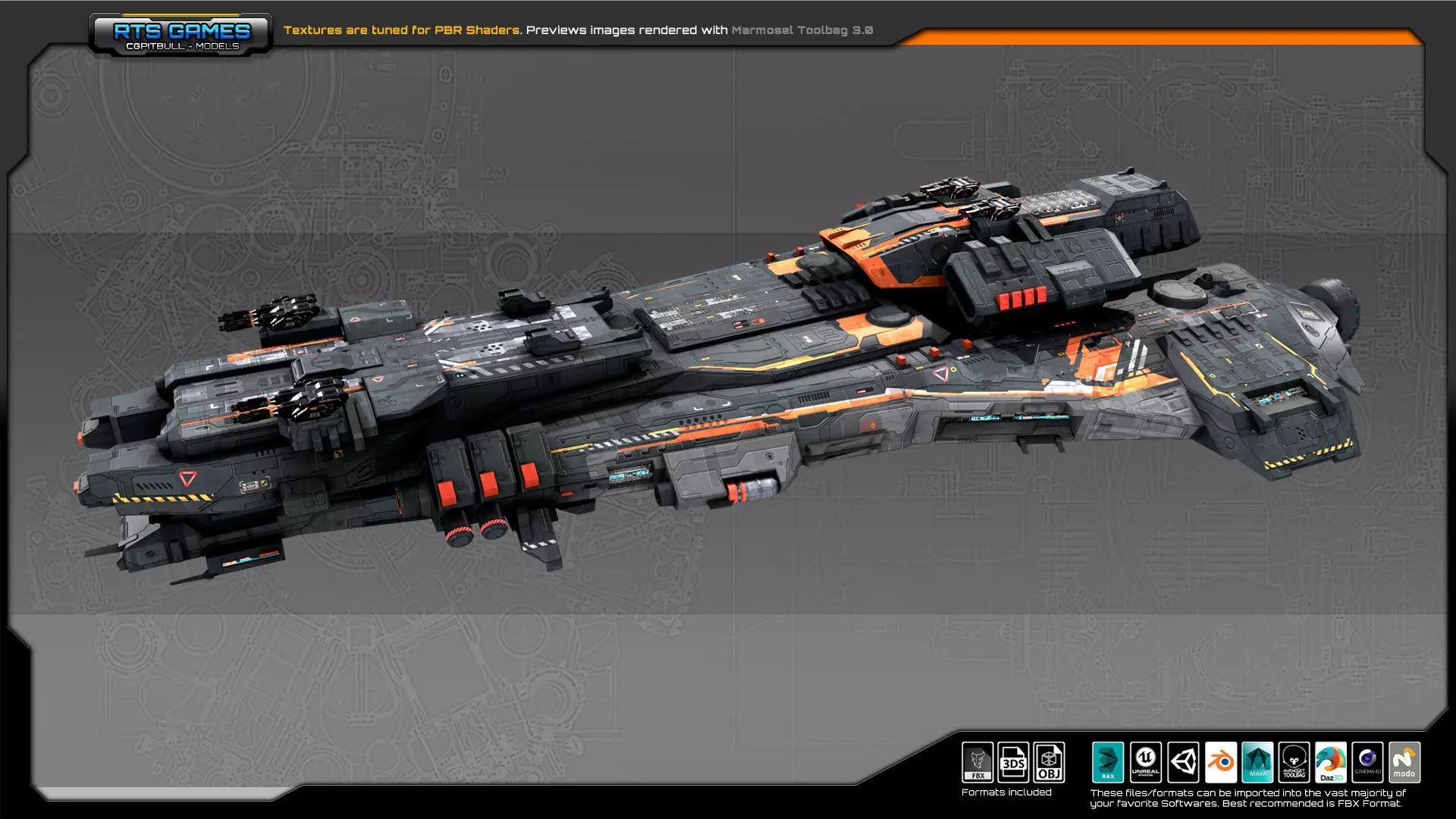 Federation Destroyer K4 Low-poly 3D model_0