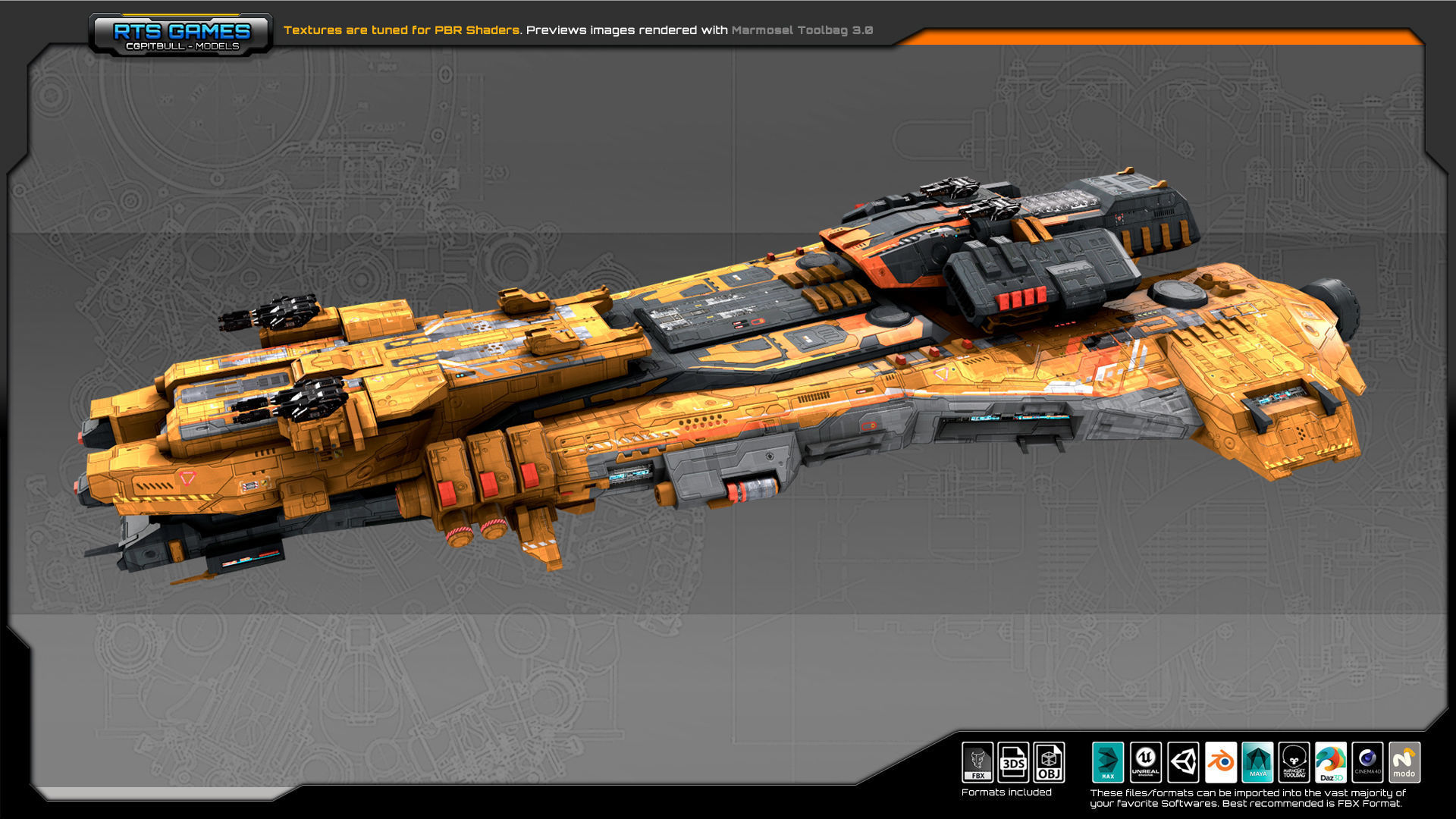 Federation Destroyer K4 Low-poly 3D model_4