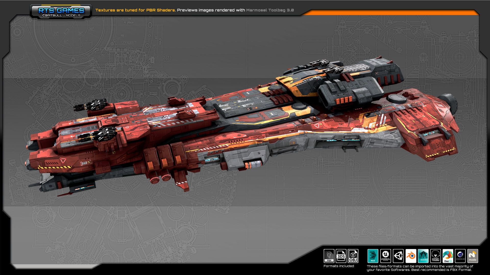 Federation Destroyer K4 Low-poly 3D model_3