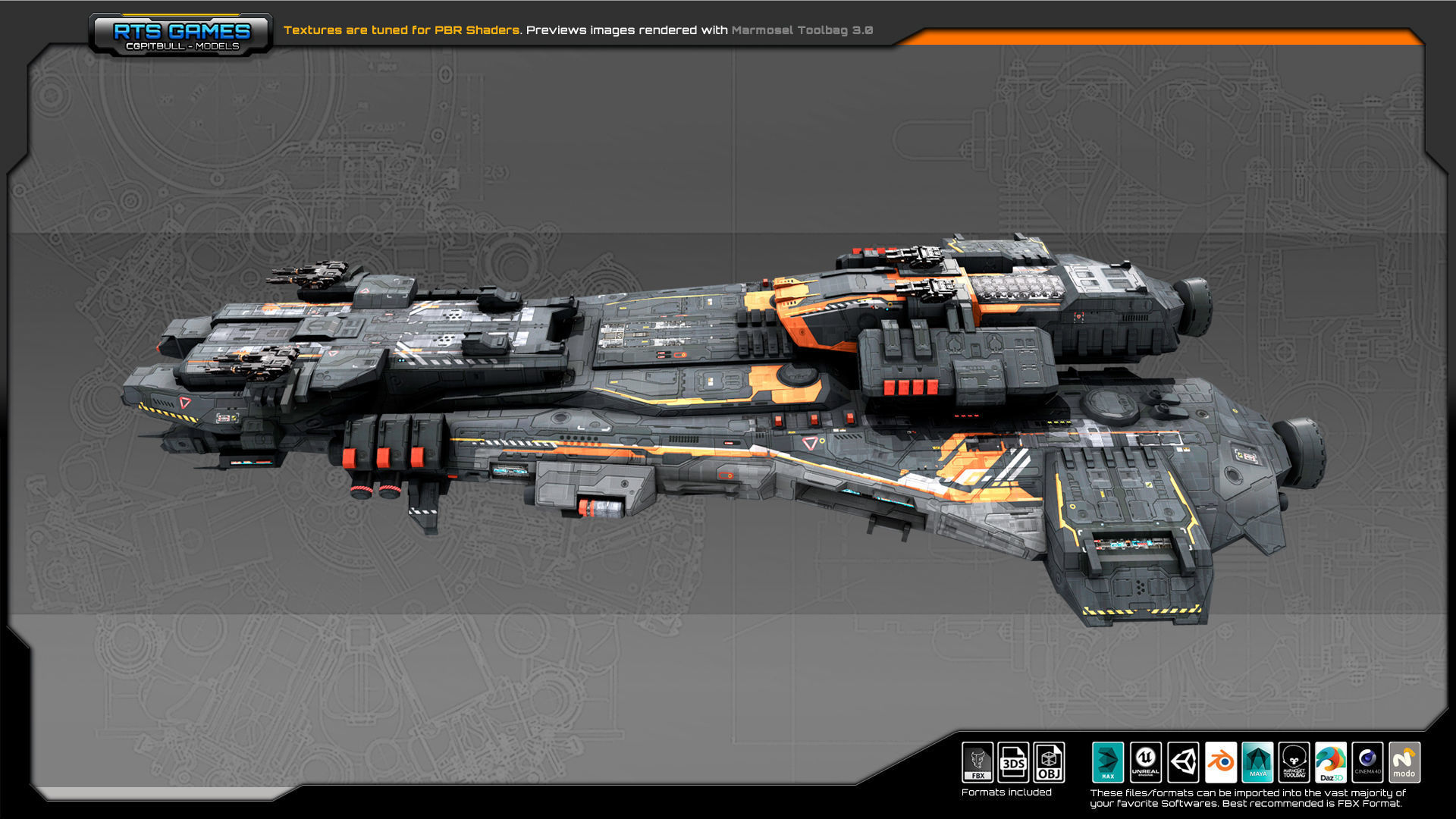 Federation Destroyer K4 Low-poly 3D model_5