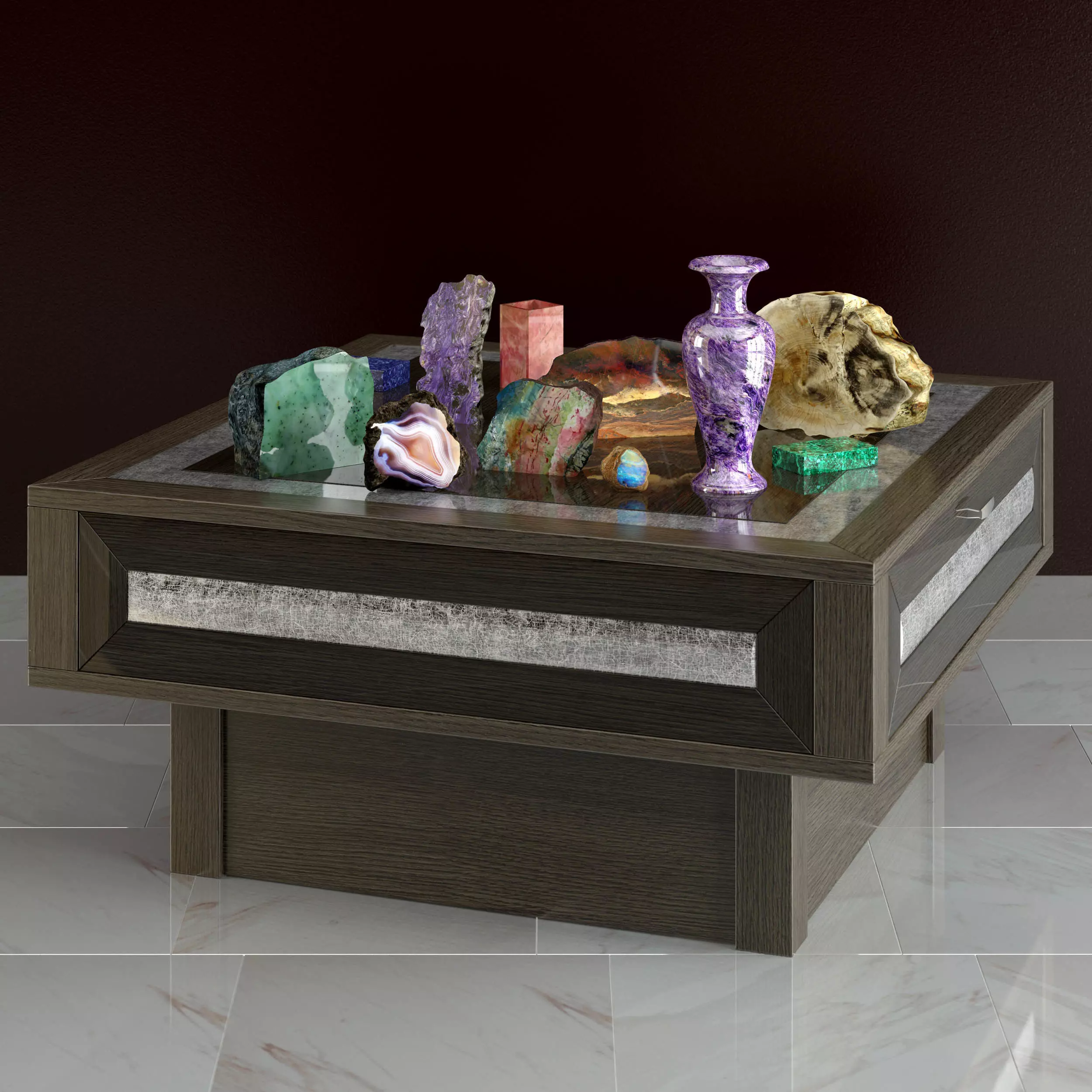 stones collection coffee table 3D model_0