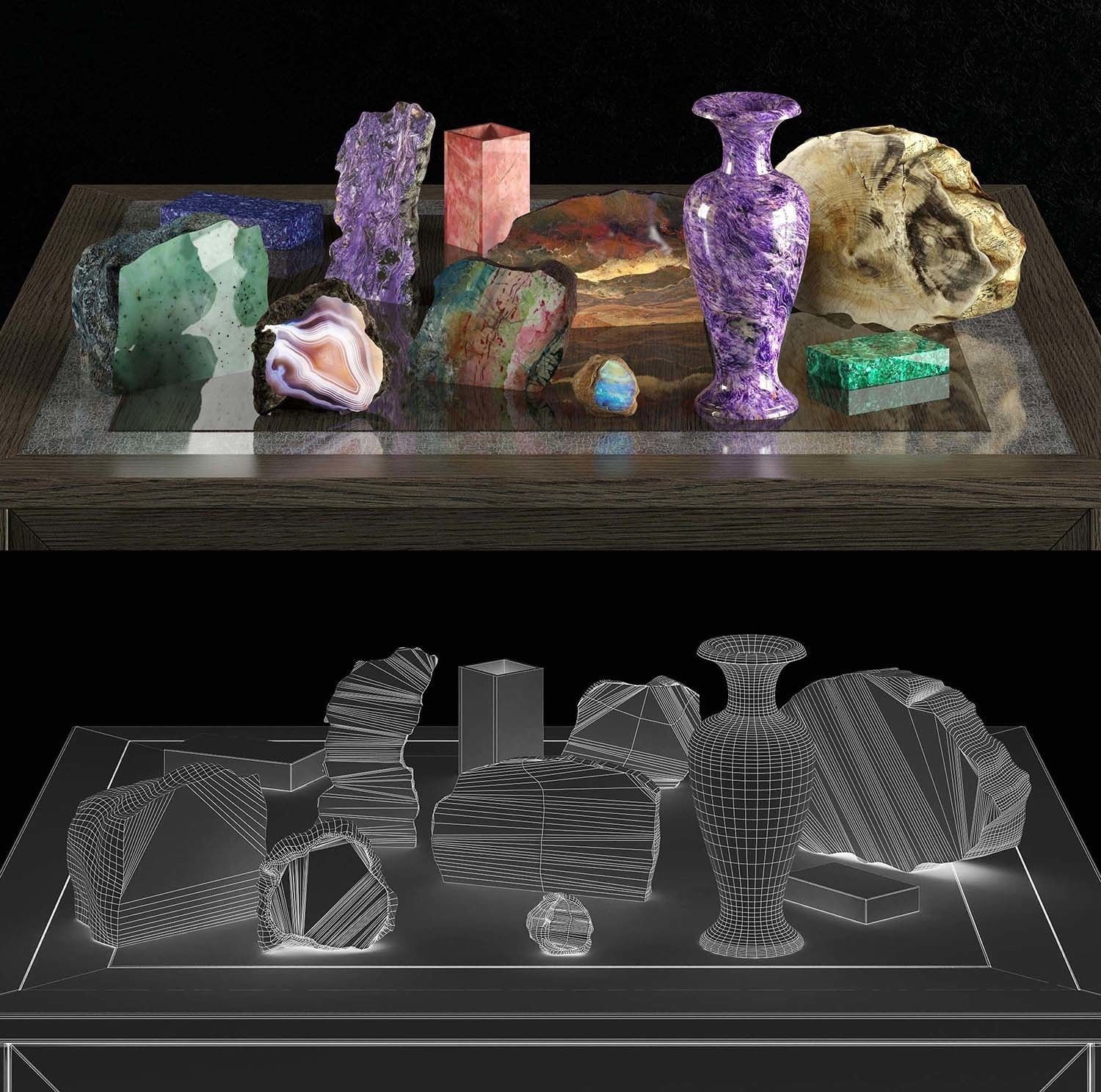 stones collection coffee table 3D model_1