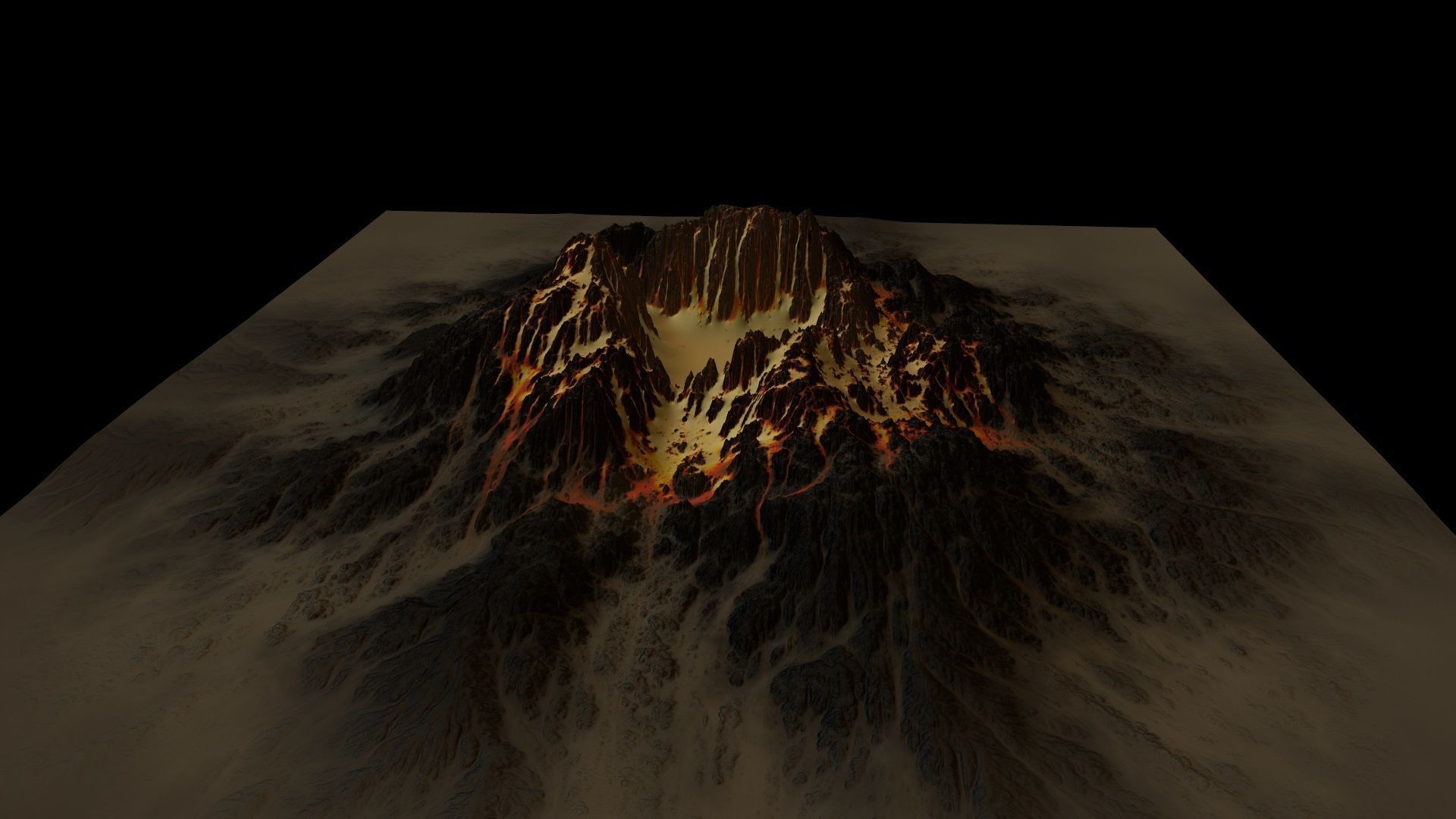Volcano mountain with flames Low-poly 3D model_18