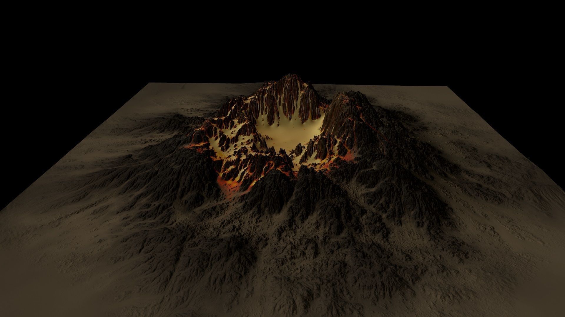 Volcano mountain with flames Low-poly 3D model_22