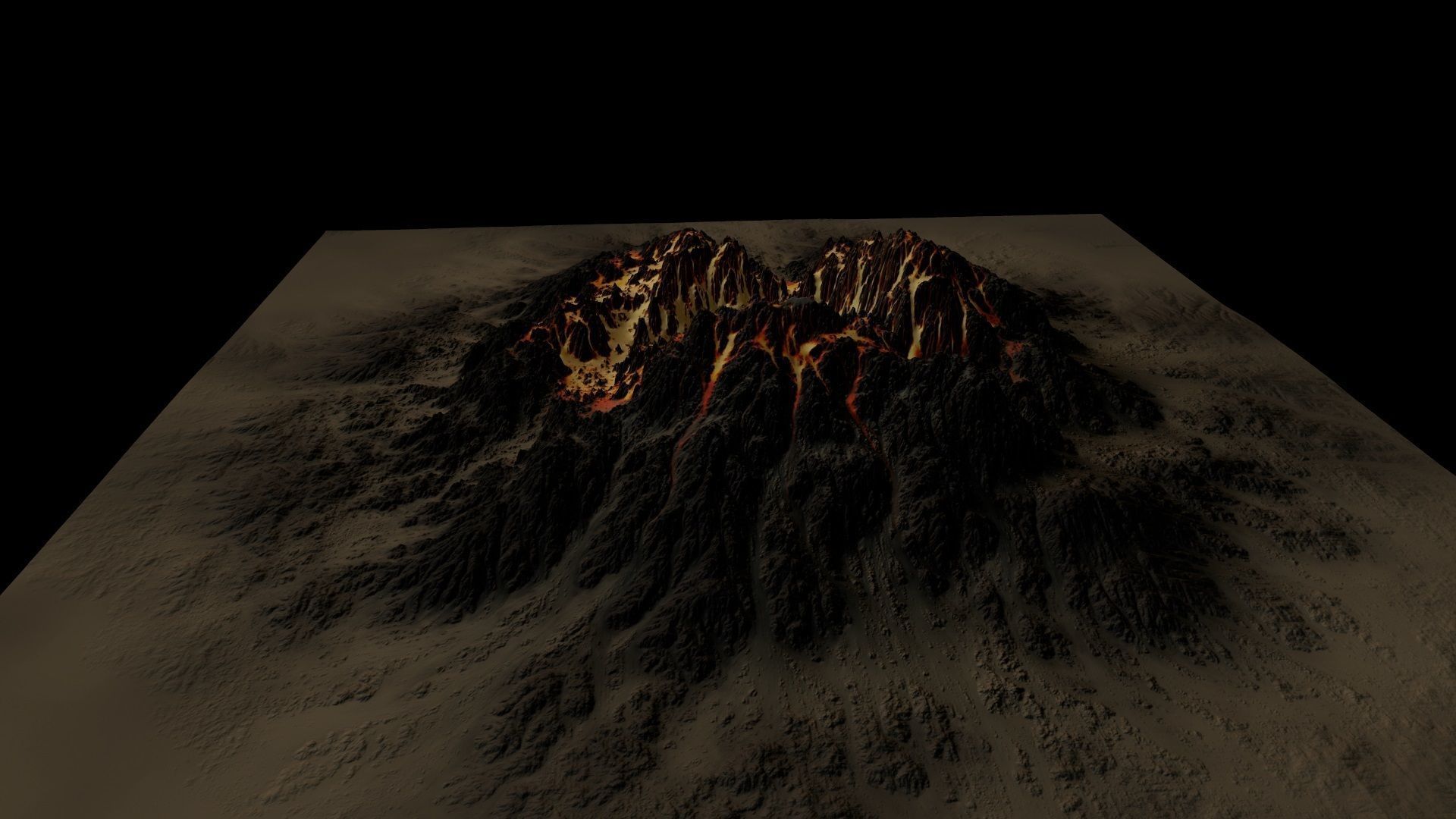 Volcano mountain with flames Low-poly 3D model_21