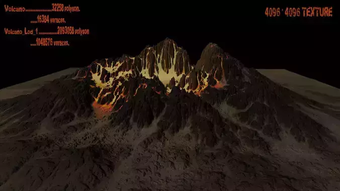 Volcano mountain with flames