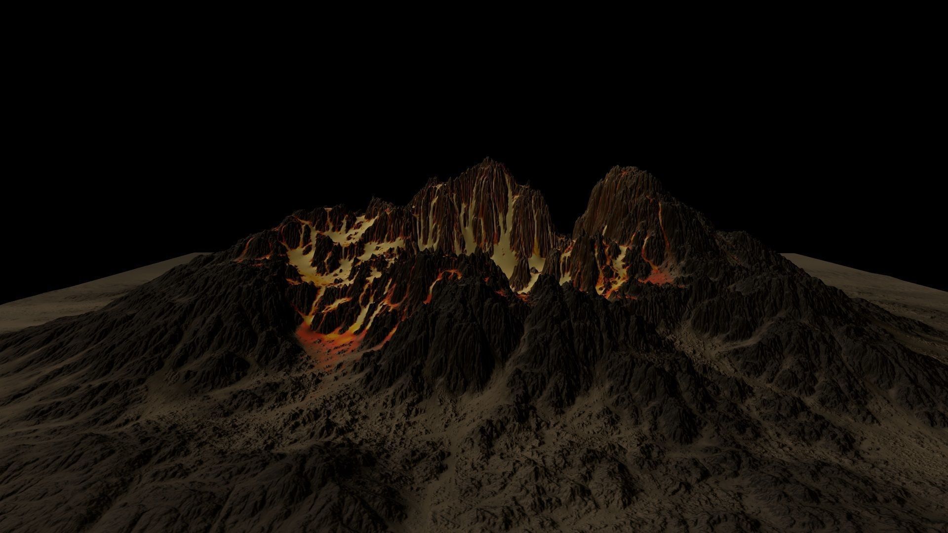 Volcano mountain with flames Low-poly 3D model_20