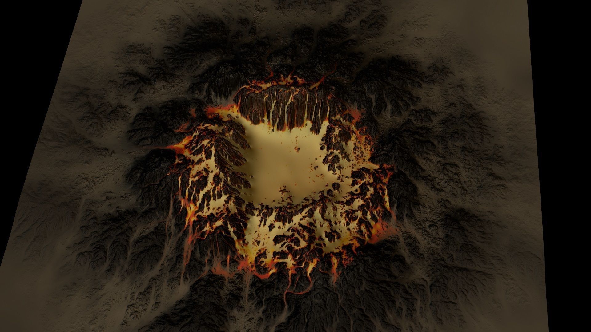 Volcano mountain with flames Low-poly 3D model_12