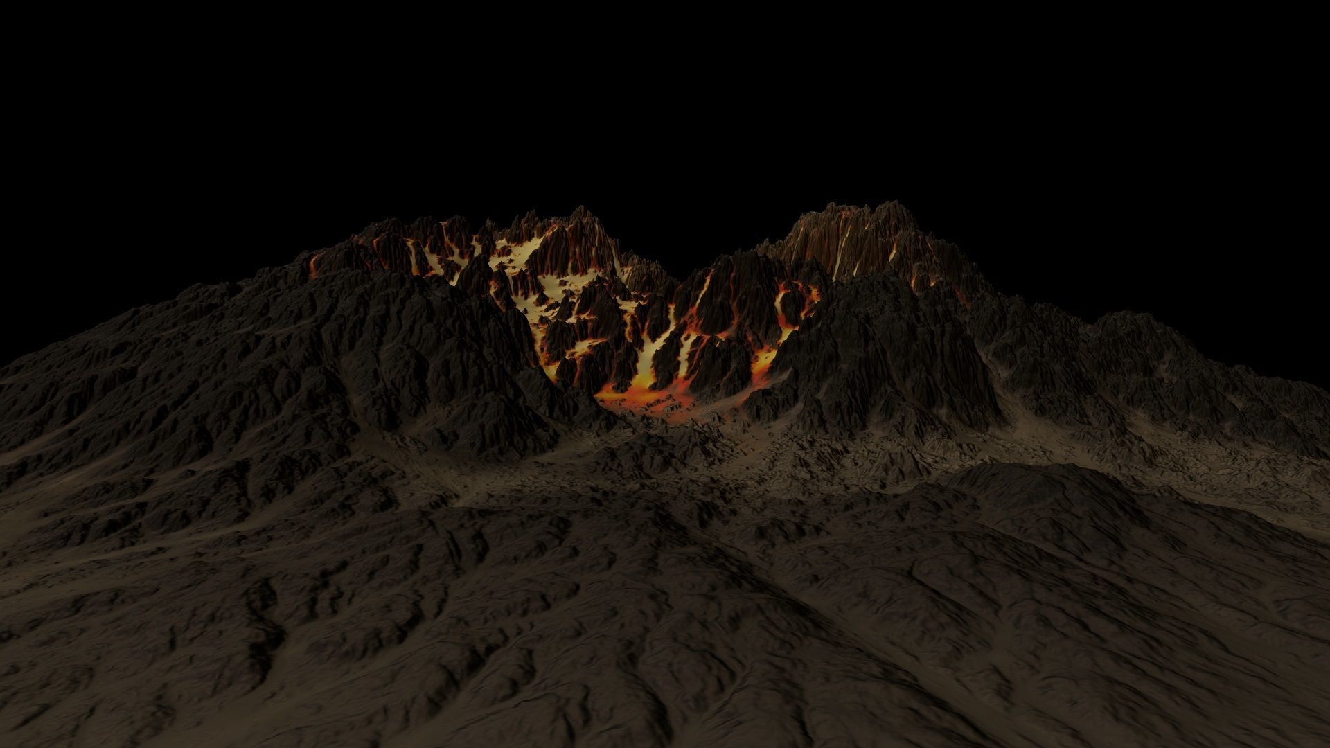 Volcano mountain with flames Low-poly 3D model_17