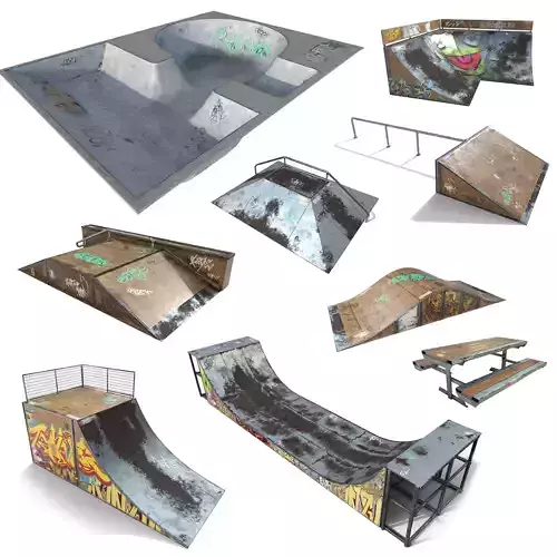 Skate Park Model PACK PBR Textures Low-poly 3D model