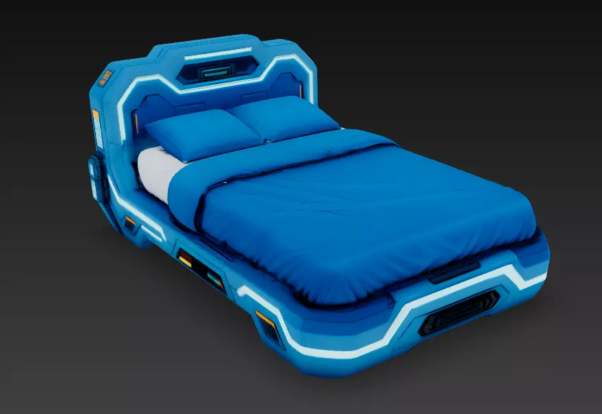 Futuristic Sci-fi Bed Low-poly 3D model