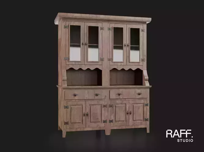 Medium Rustic Cabinet - Country Style Wooden Cabinet - 8K Atlas